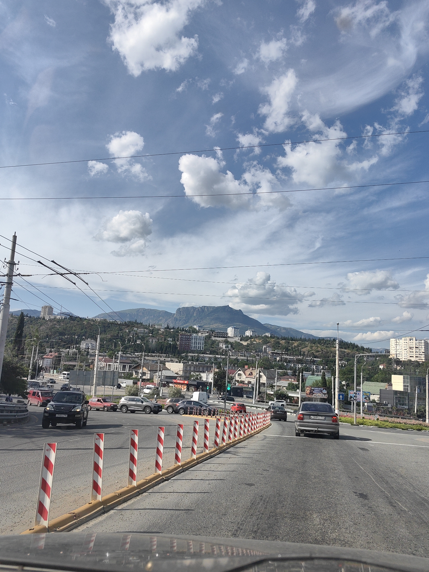 In-car moment and street view in Alushta, Ukraine