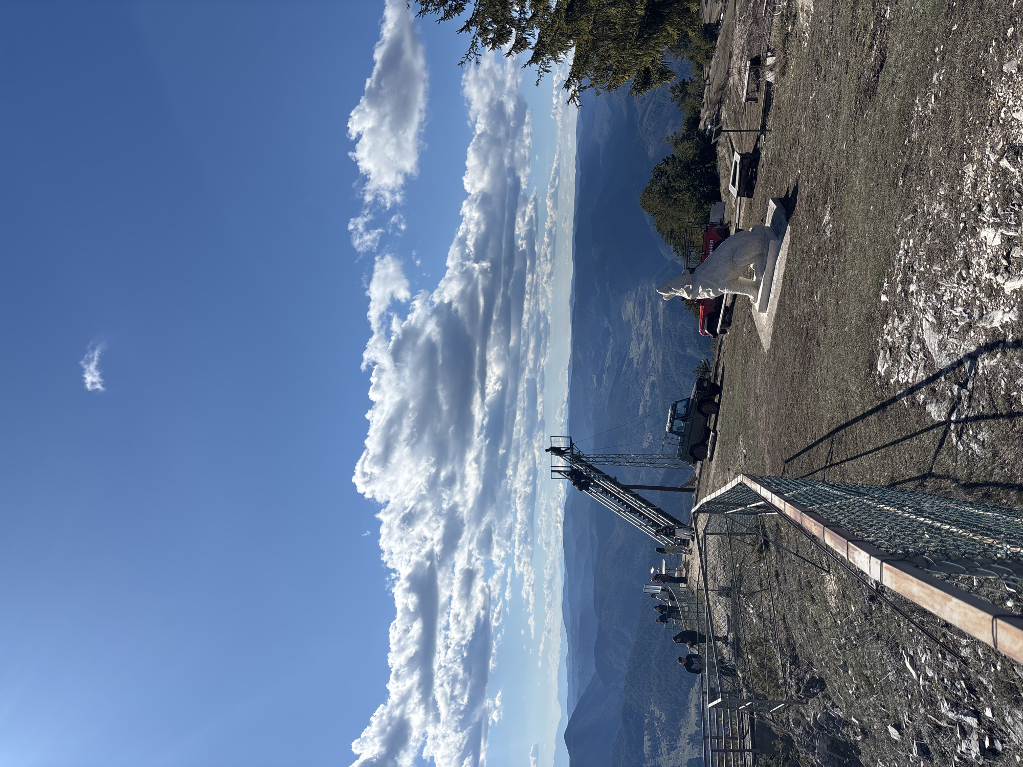 Tourists visit mountain lookout point in Teshel, Bulgaria