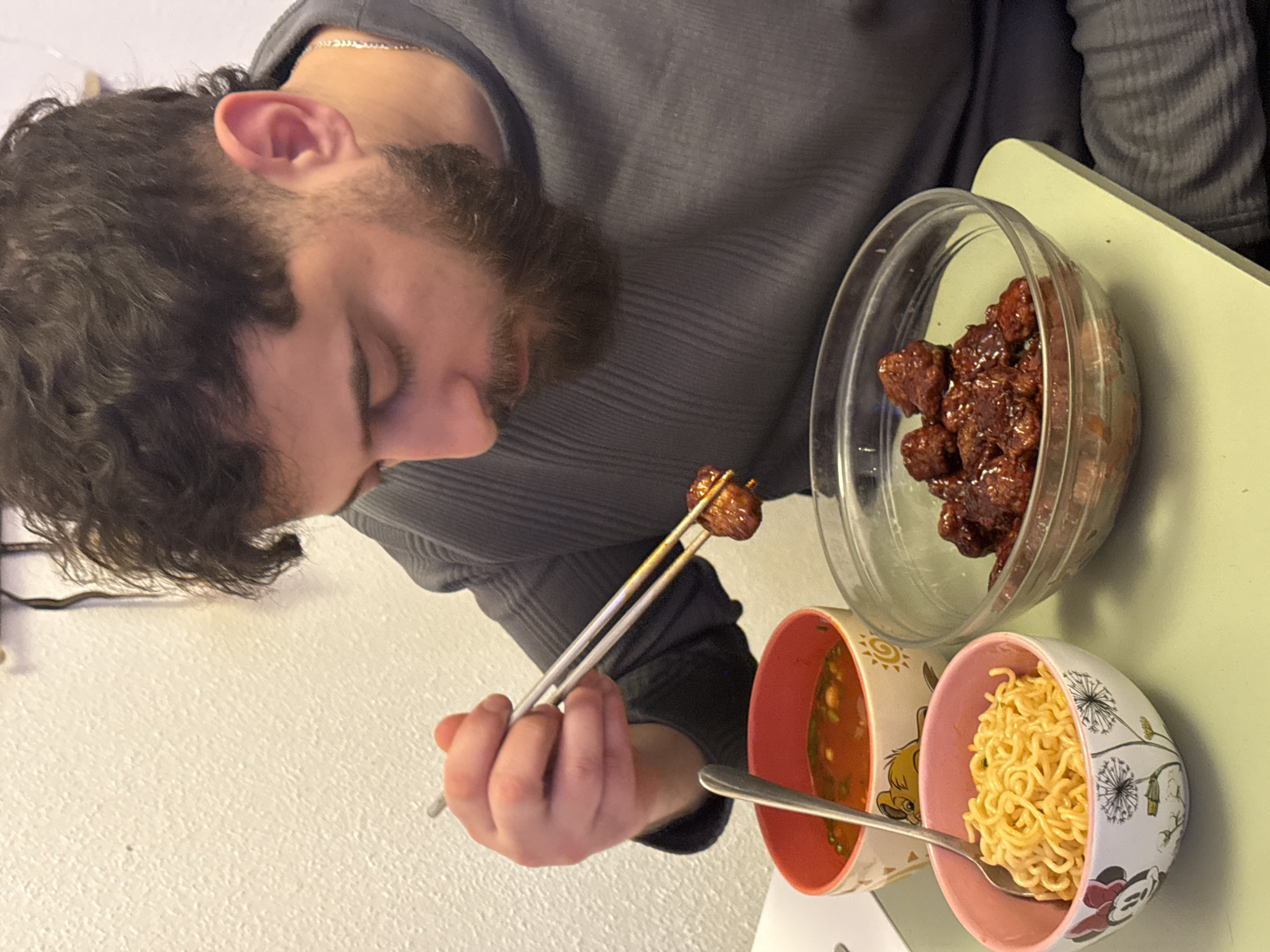 Man documents dinner and casual moments in Strasbourg apartment