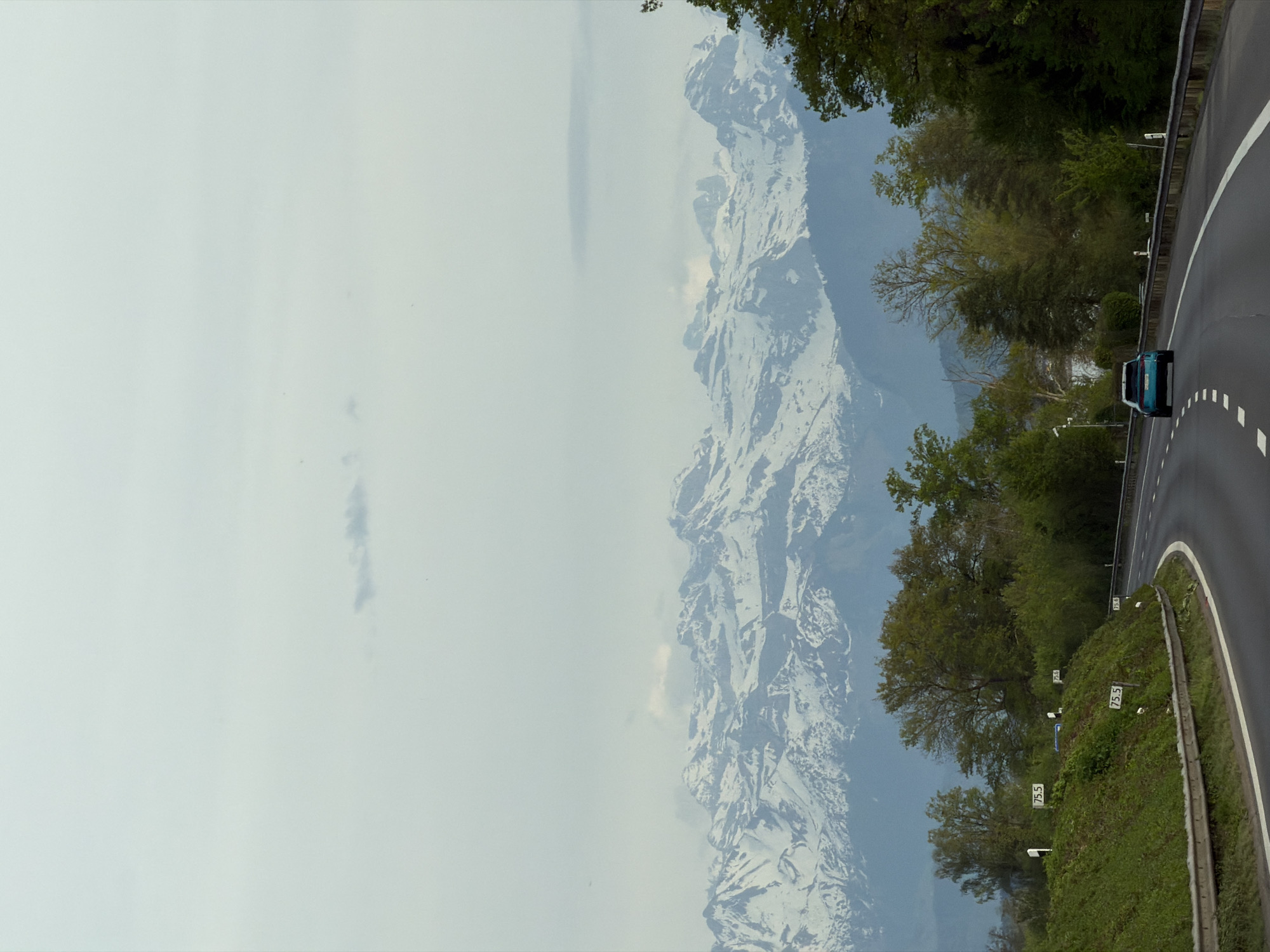 Traveler captures Swiss countryside view from highway in Schenkon