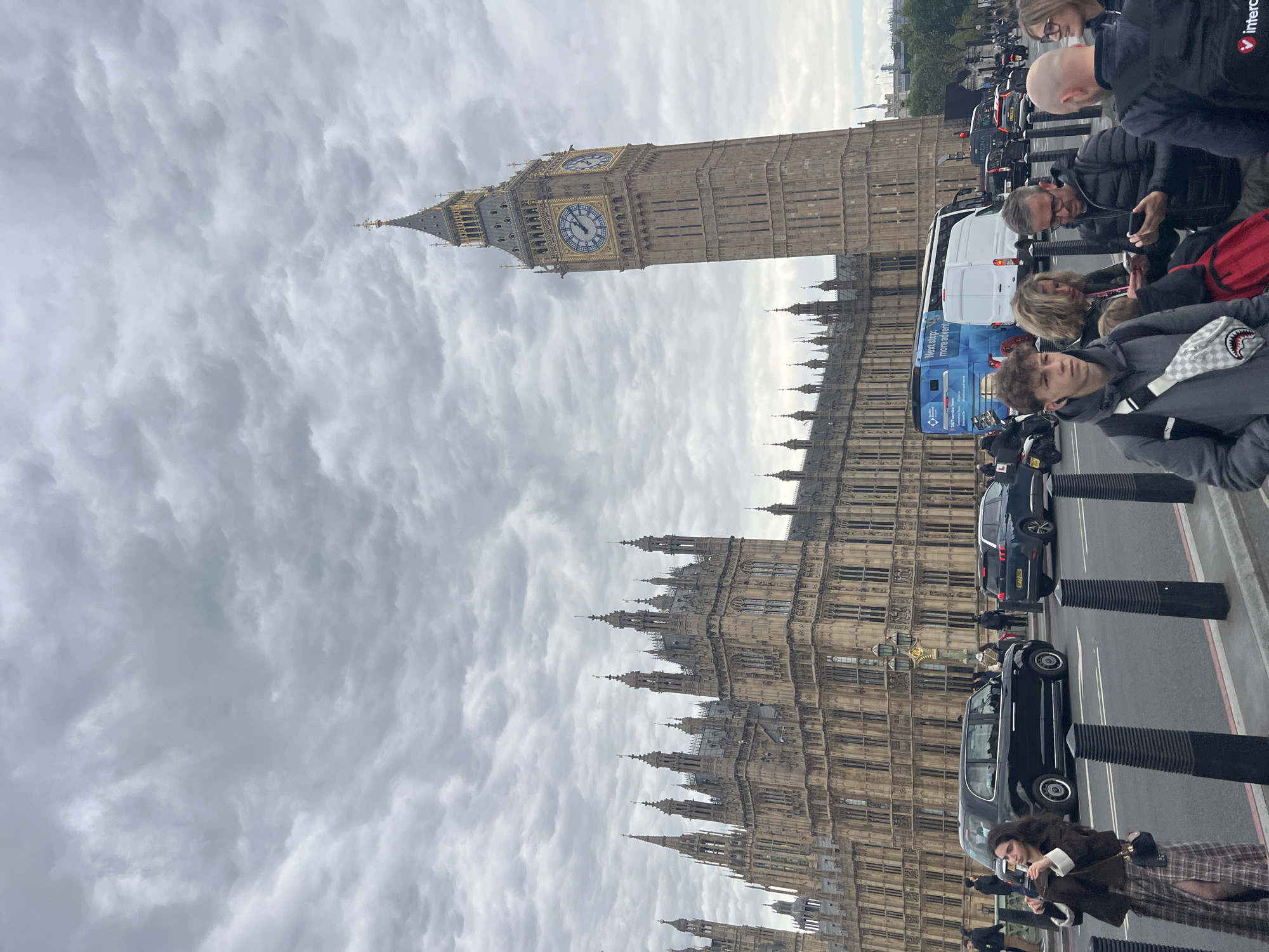 Westminster landmarks photographed under cloudy London skies