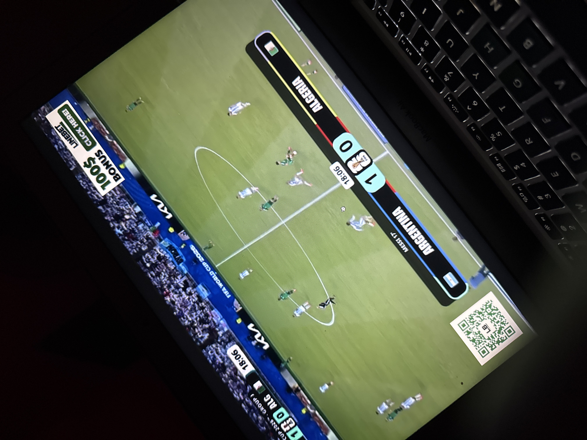 Argentina vs. Algeria World Cup match streaming on a laptop in Nigeria