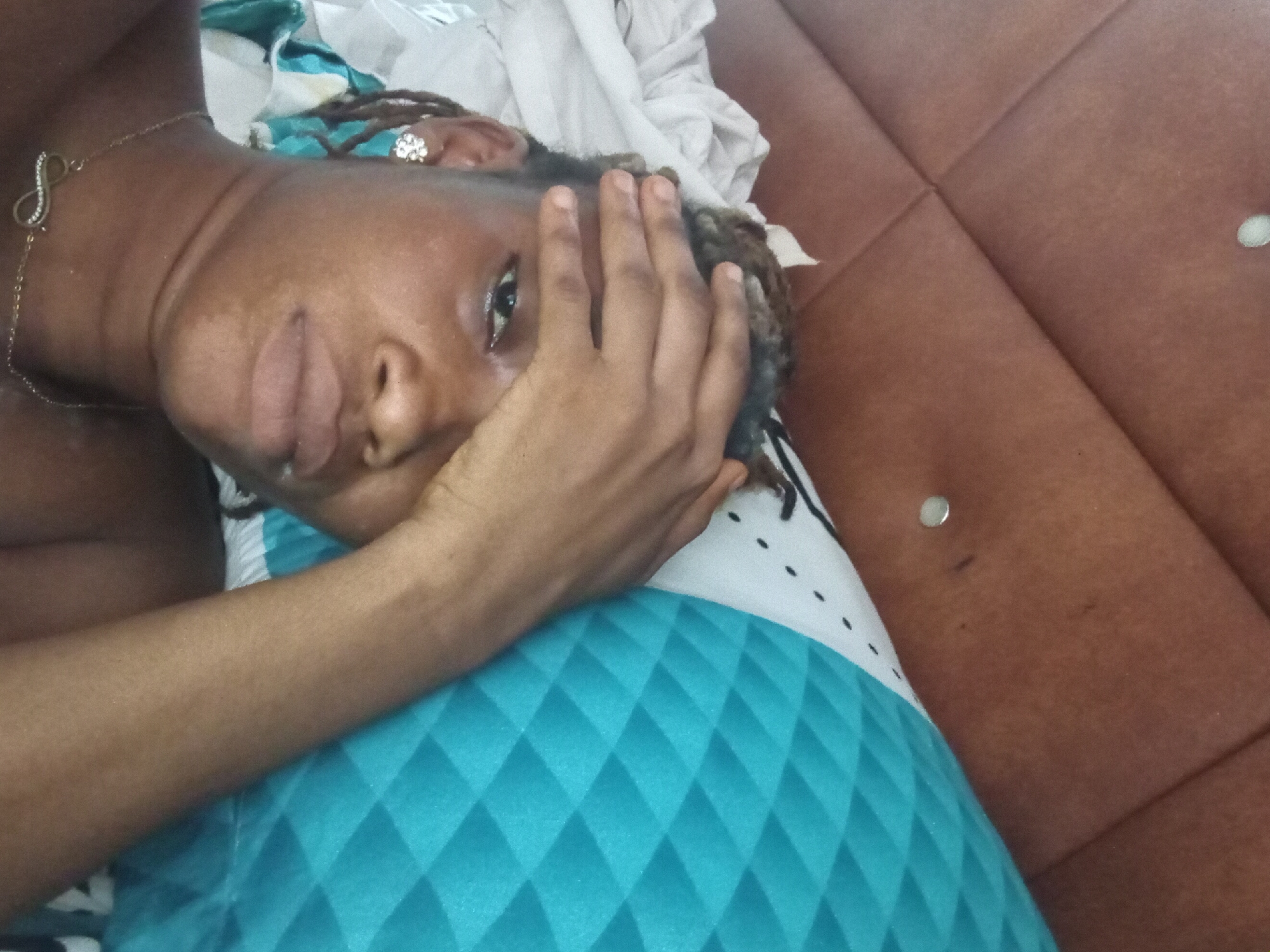 Woman resting in bed captured from multiple angles