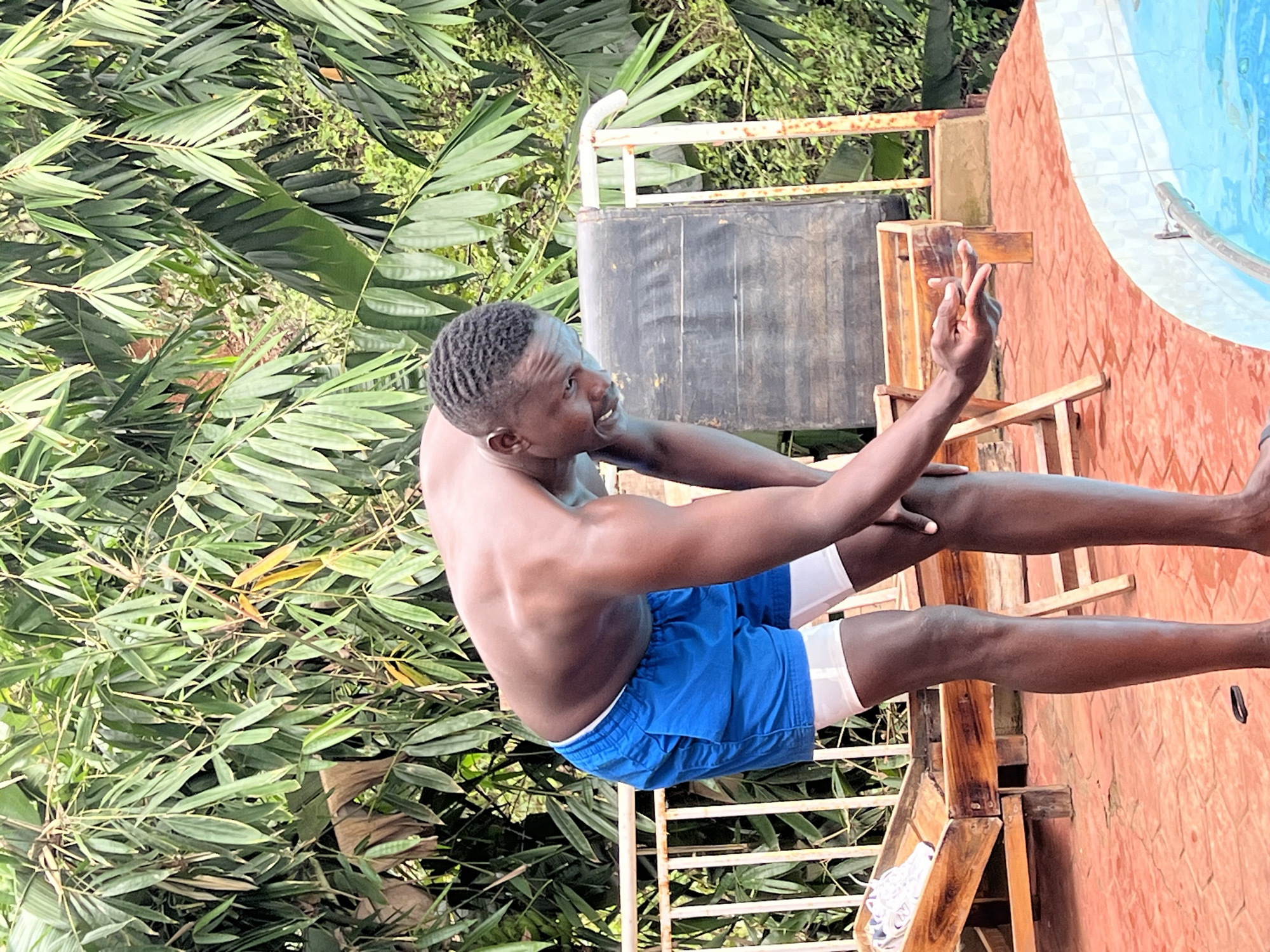 Poolside leisure activities documented in Nyeri, Kenya