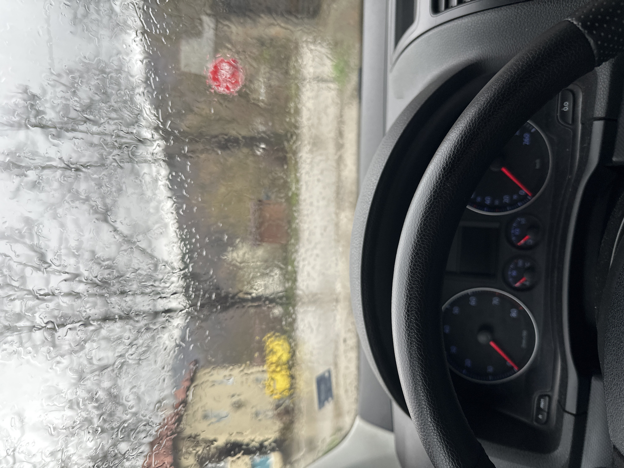 Rainy day driving conditions captured in Gabrovo, Bulgaria