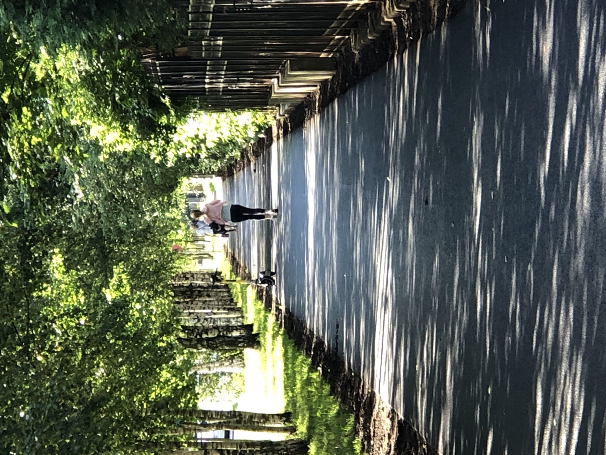 Morning run along a tree-lined path in Saint Petersburg