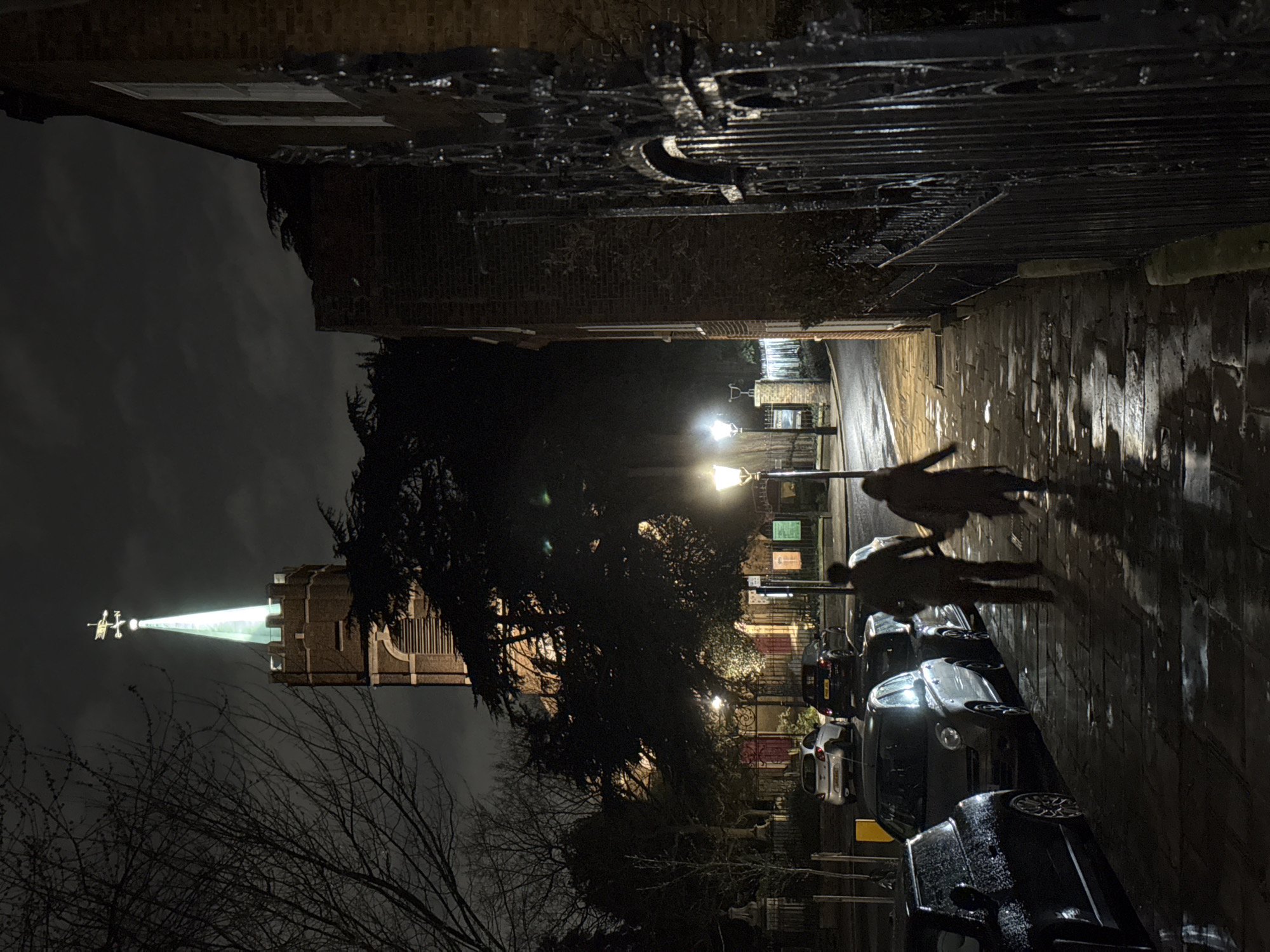 Nighttime walk through historic London neighborhoods captures streets, churches, pubs