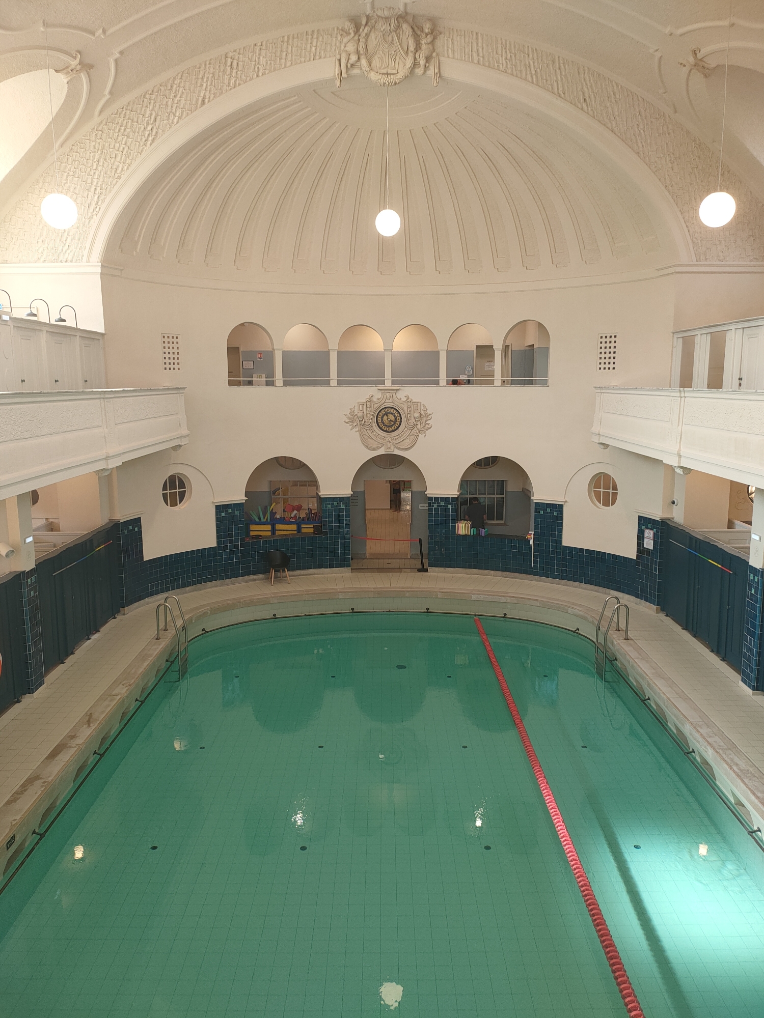 Strasbourg indoor spaces documented: municipal pool and stained-glass windows
