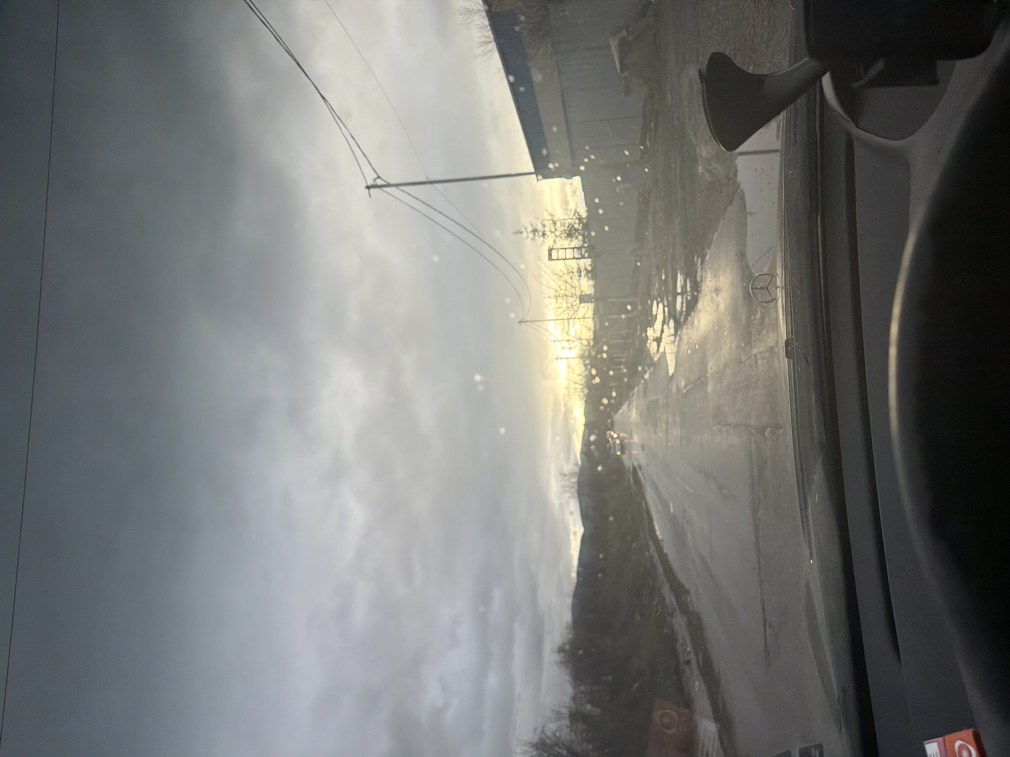 Overcast rainy conditions observed from vehicle in Sofia