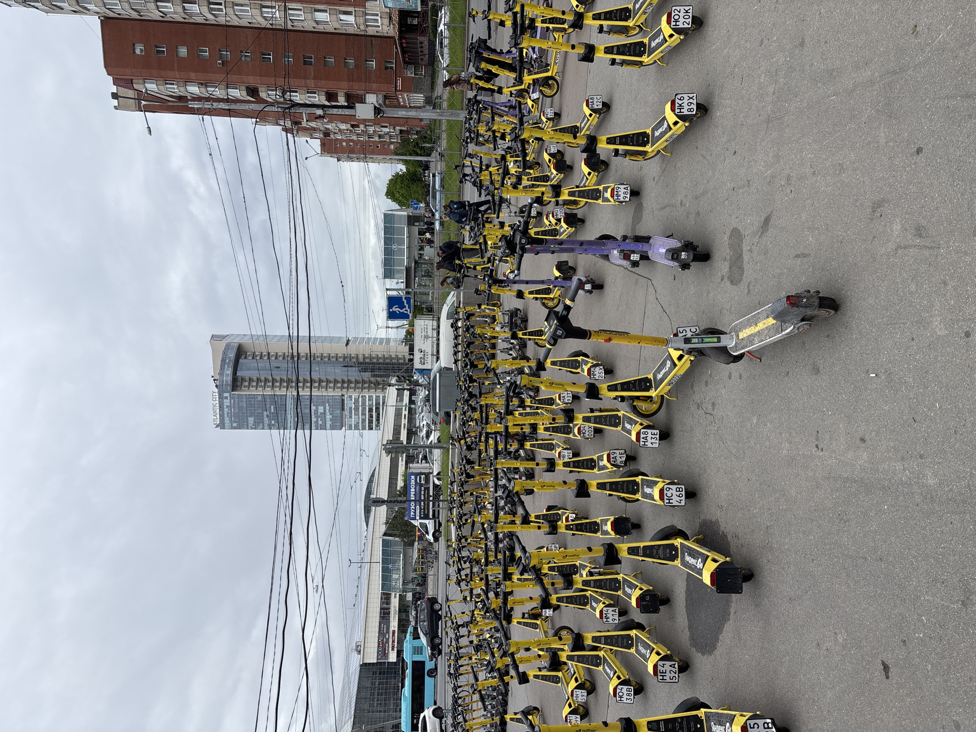 Yandex Go scooters fill organized parking lot in Saint Petersburg
