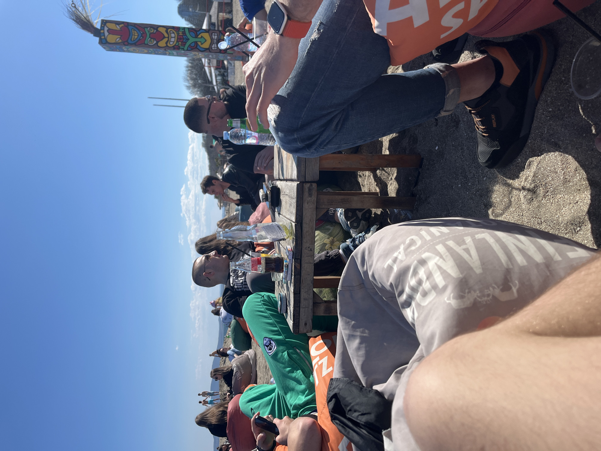 Beachside dining scene observed in Burgas, Bulgaria