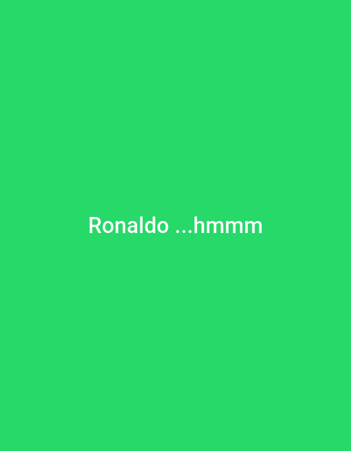 Minimal green graphic poses a question about Ronaldo