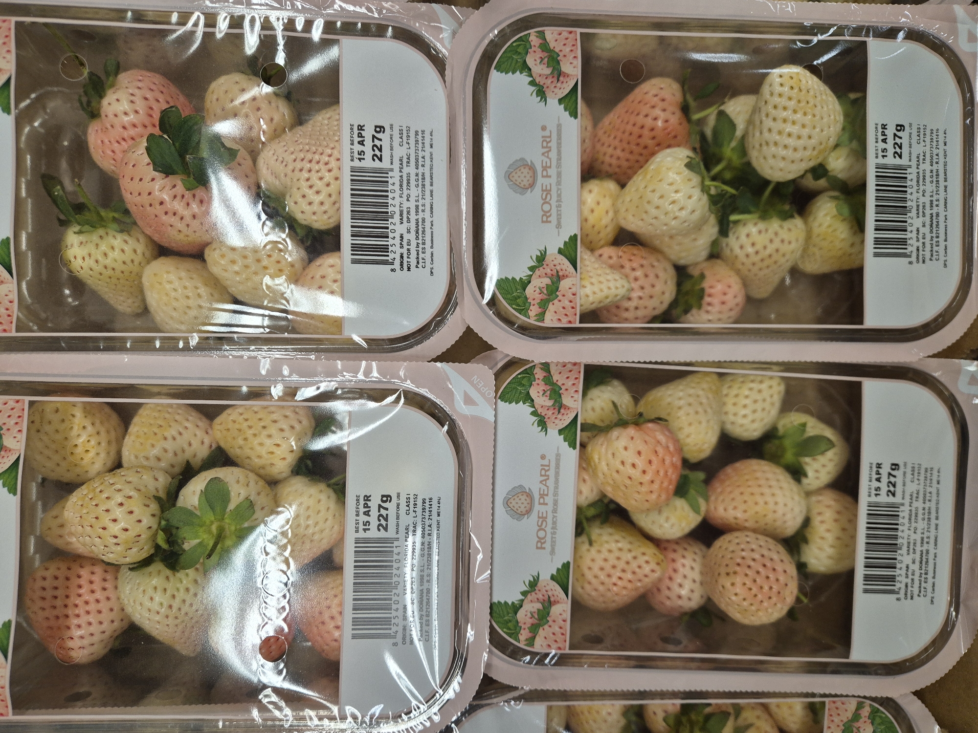 Rose Pearl strawberries spotted in West Suffolk packaging