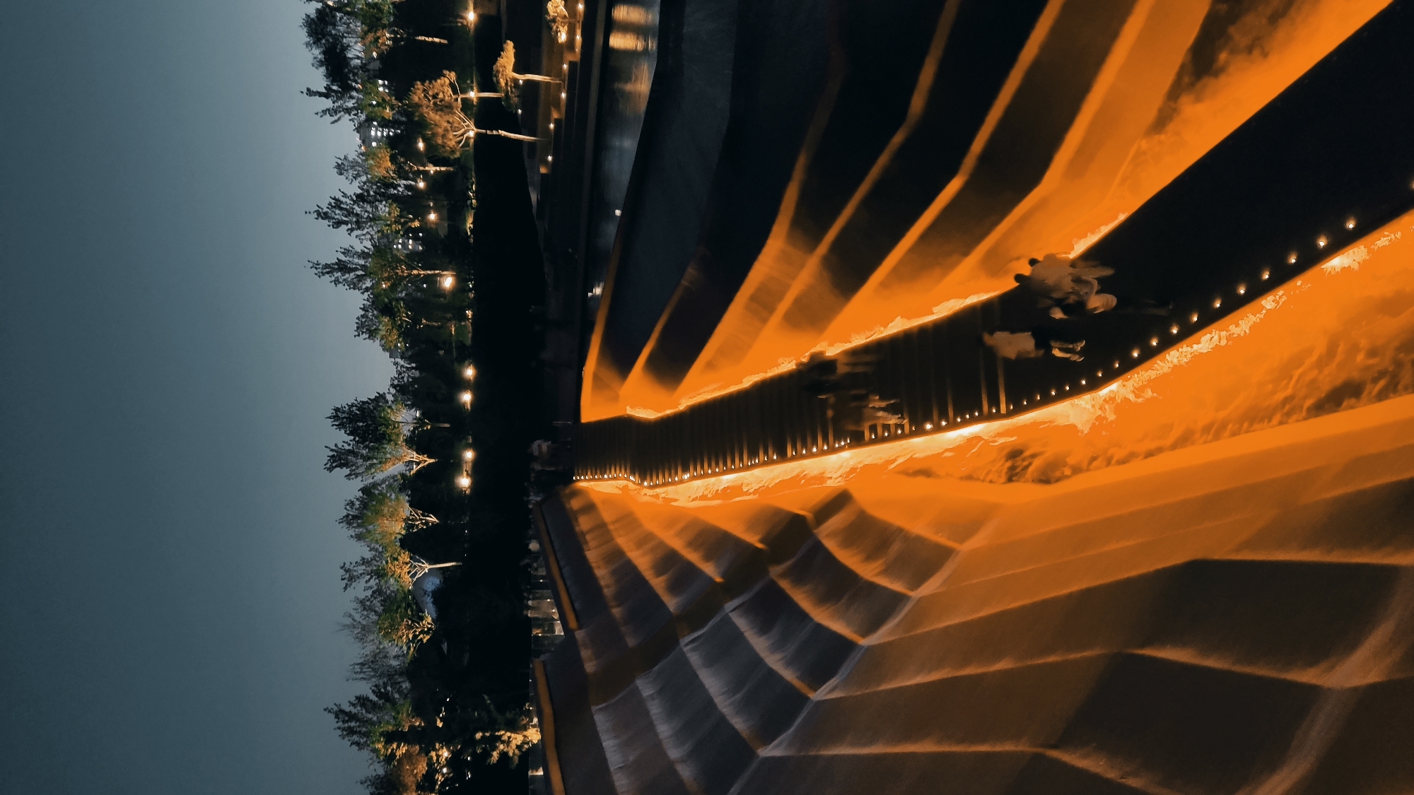 Krasnodar's illuminated park and cultural complex at night