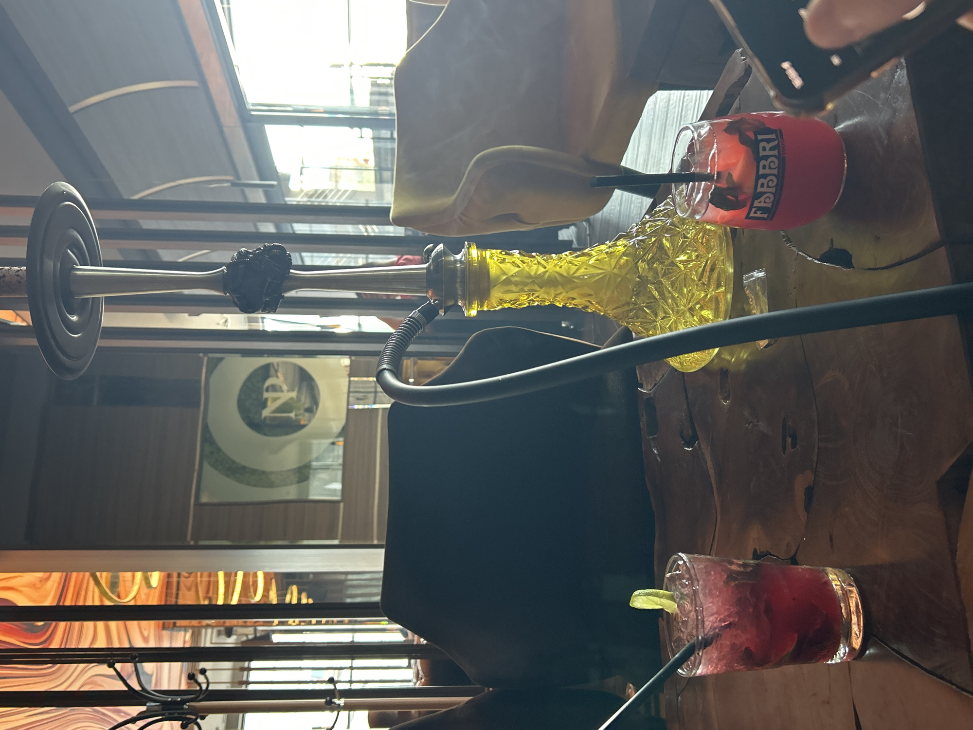Afternoon hookah and cocktails documented at Burgas cafe