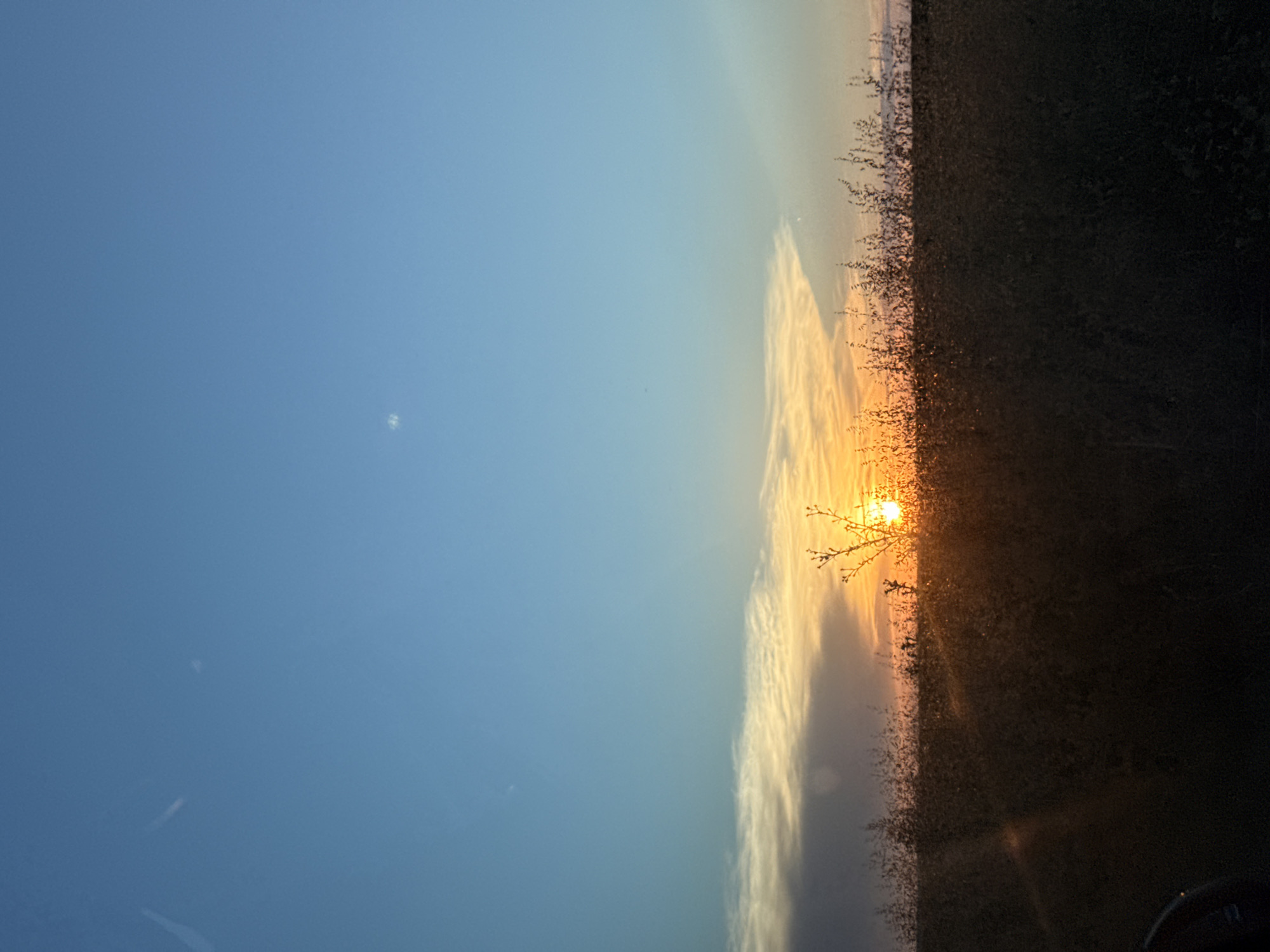 Golden sunrise breaks over open fields in Pordim, Bulgaria
