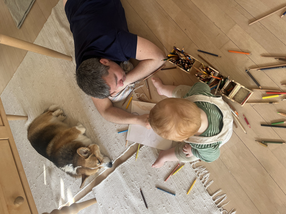 Family enjoys quiet afternoon at home in Hohenbrunn