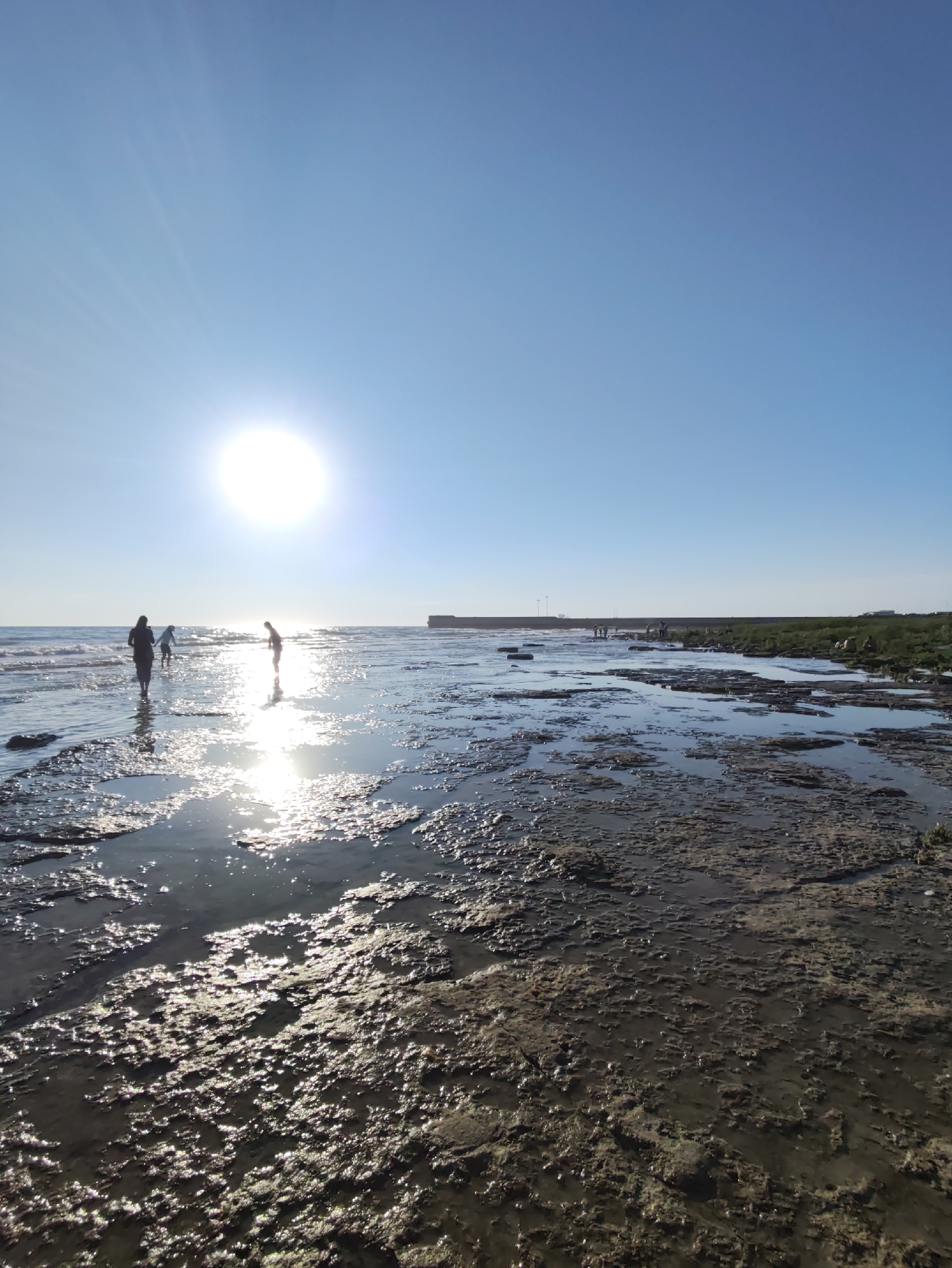 Caspian Sea coastline in Aktau on a sunny afternoon