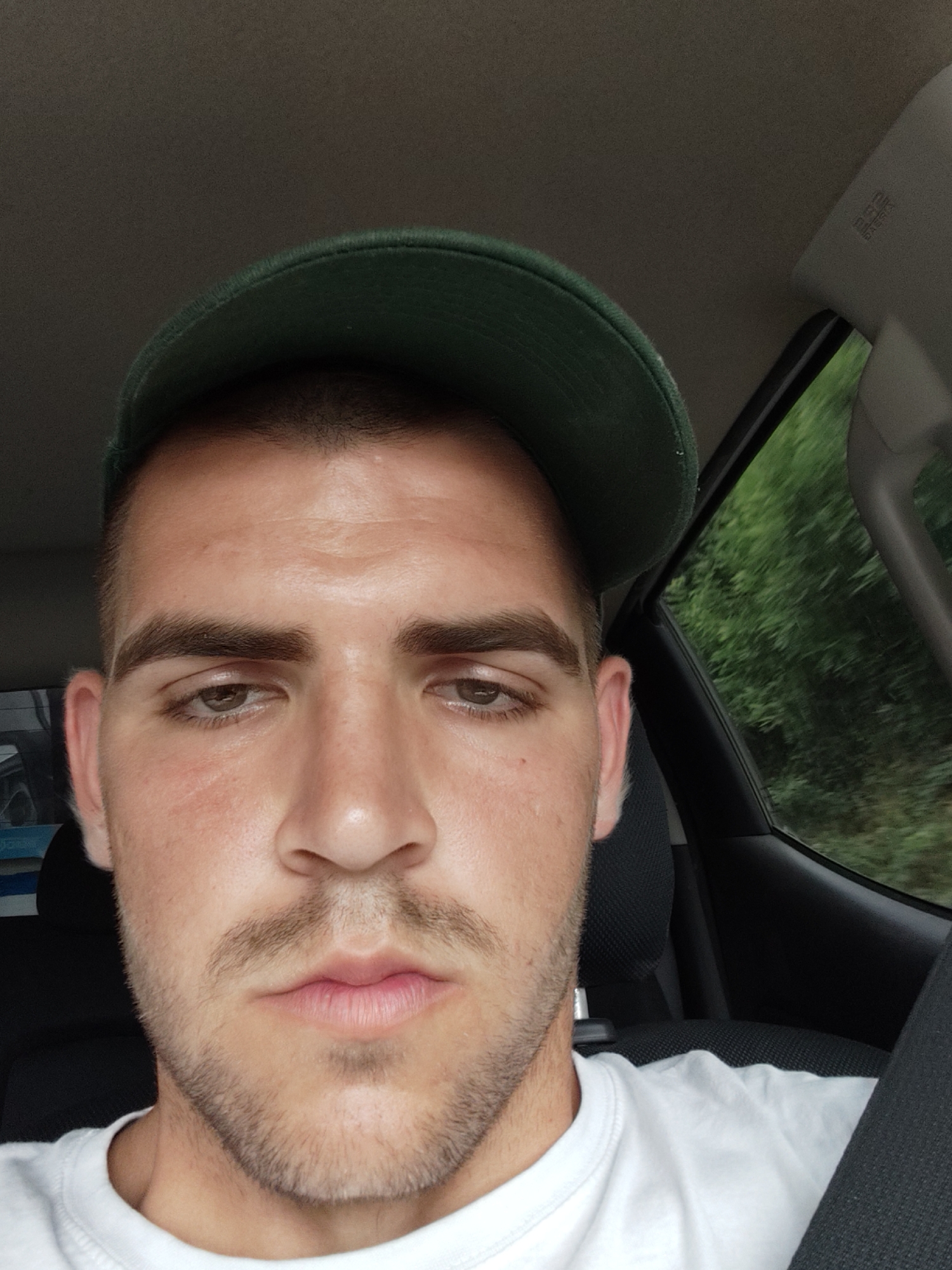 Solo drive through forest and city streets, selfies along the way