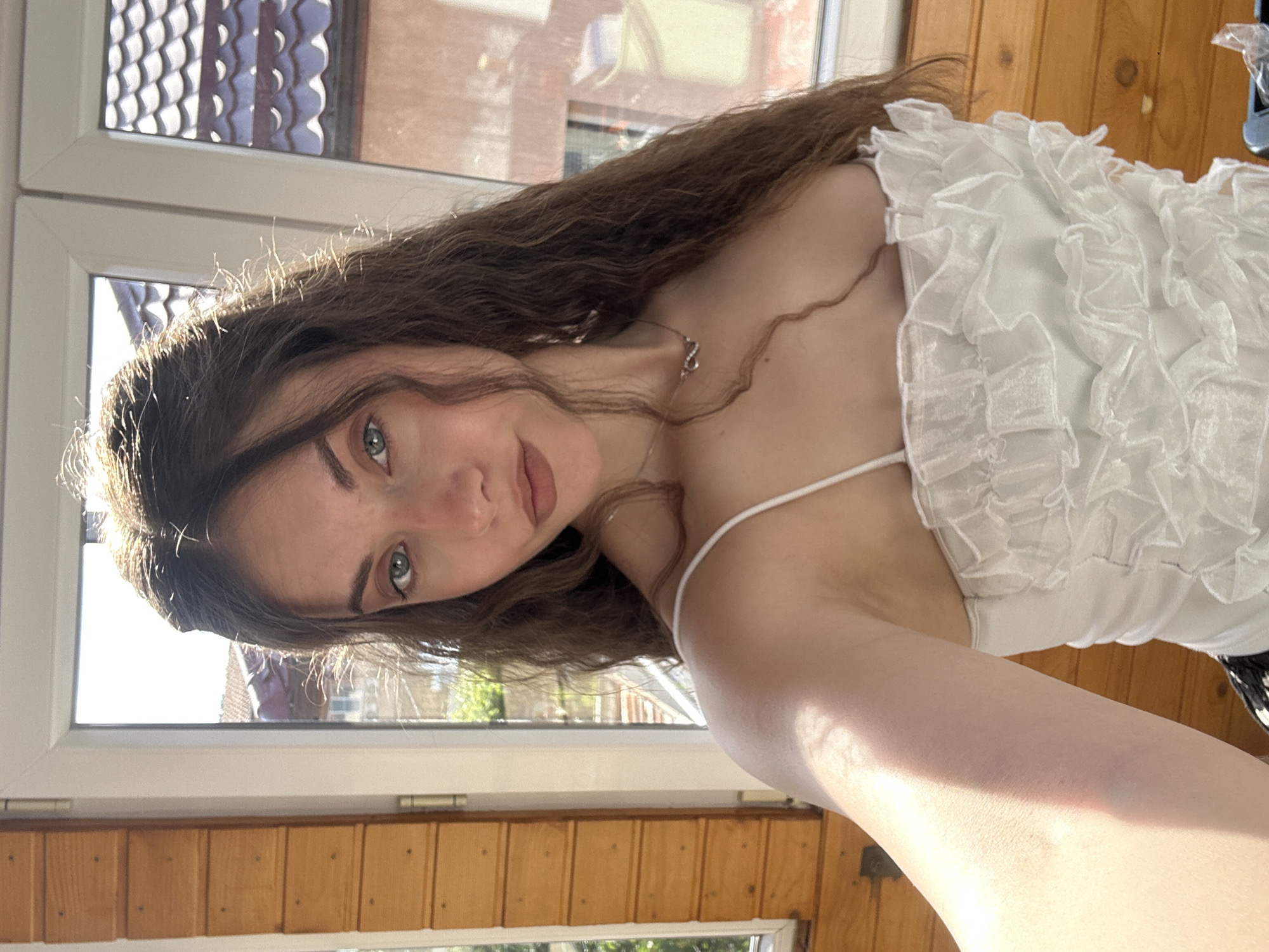 Indoor selfie session, same outfit, multiple angles