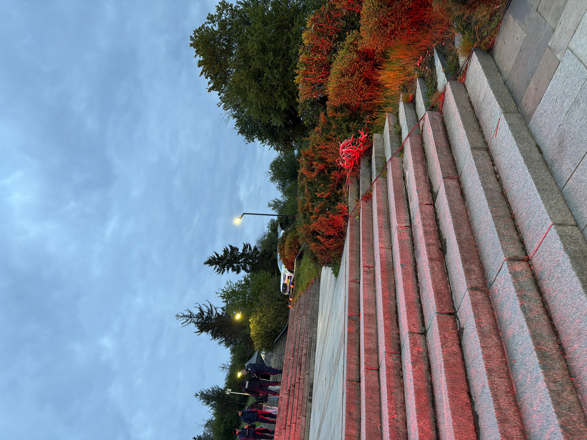 Evening activity recorded at illuminated Mother Bulgaria monument, Panagyurishte