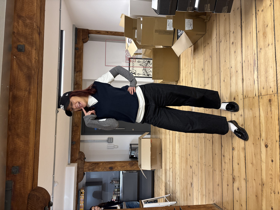 London office worker documents outfit and workspace during afternoon
