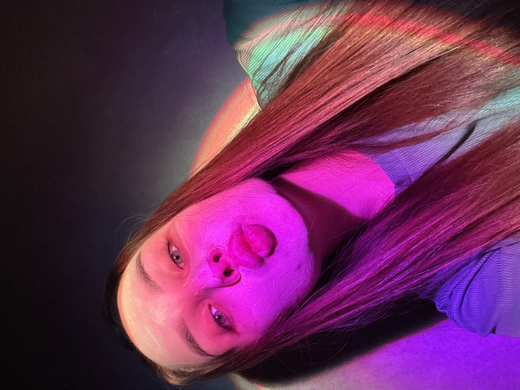 Portrait session with colored lighting captured in Chaikovsky, Russia