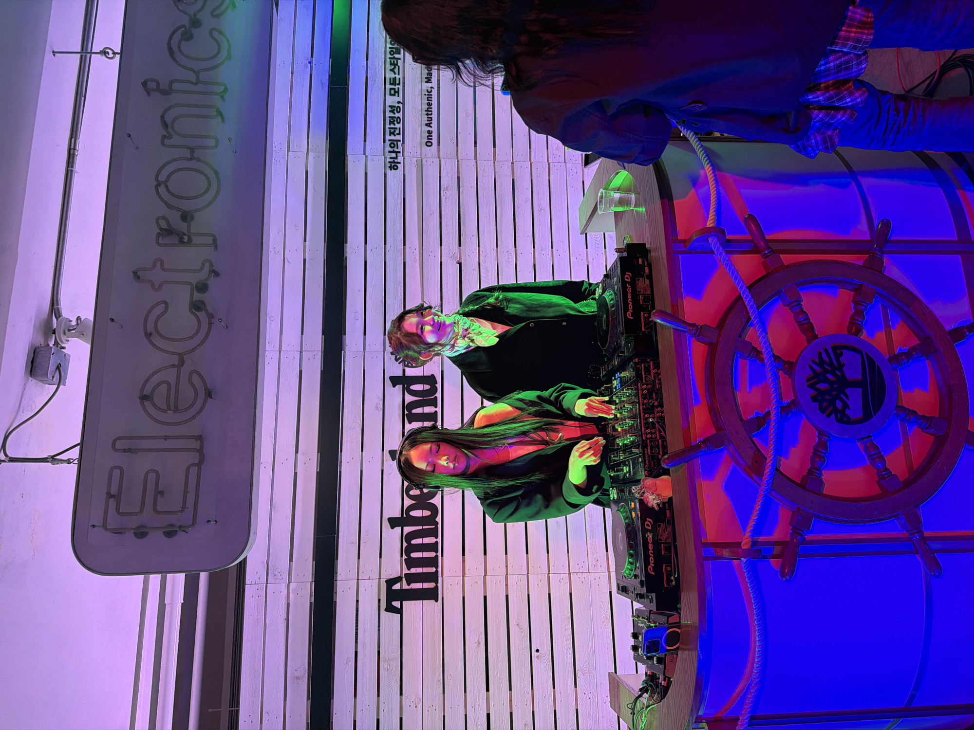 Female DJs perform at Timberland event in Seoul electronics store