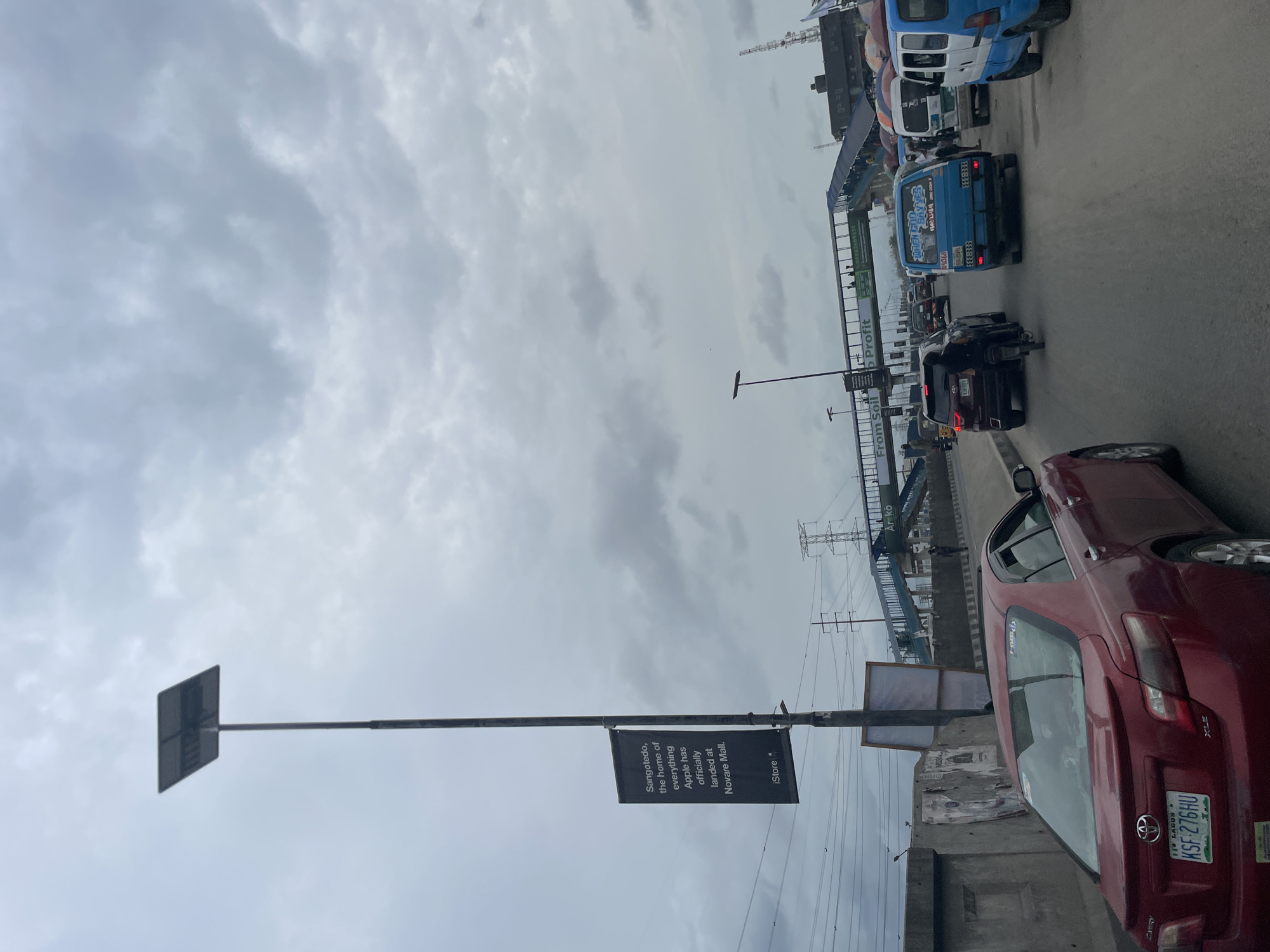 Traffic congestion observed on Lekki street near Sangotedo overpass