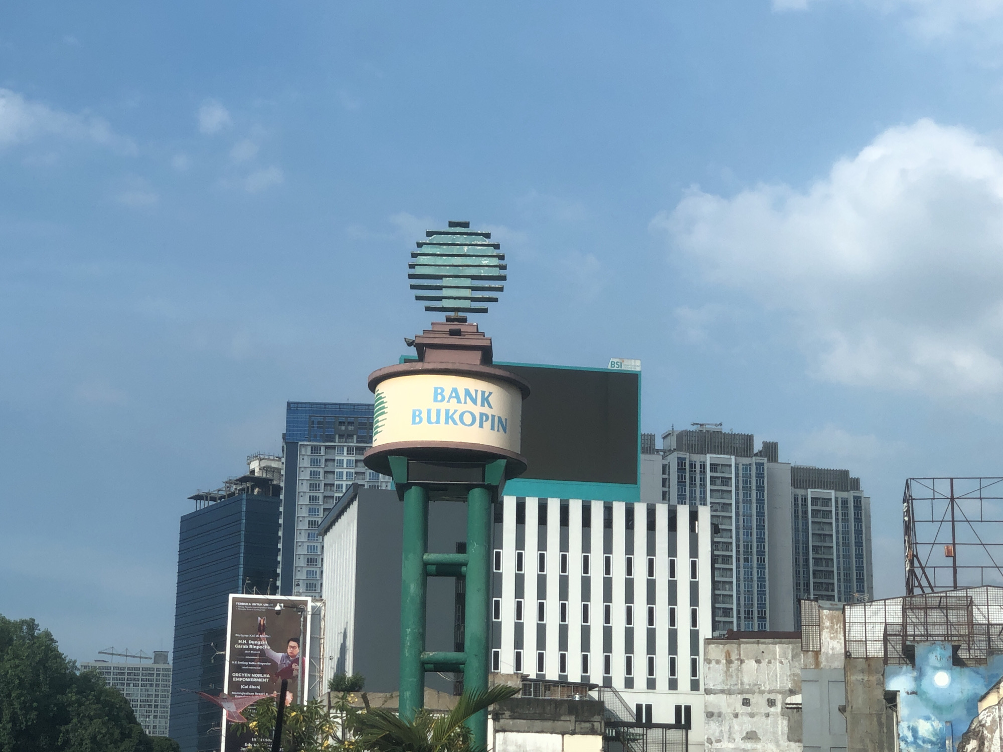 Clock tower construction documented in Medan, Indonesia