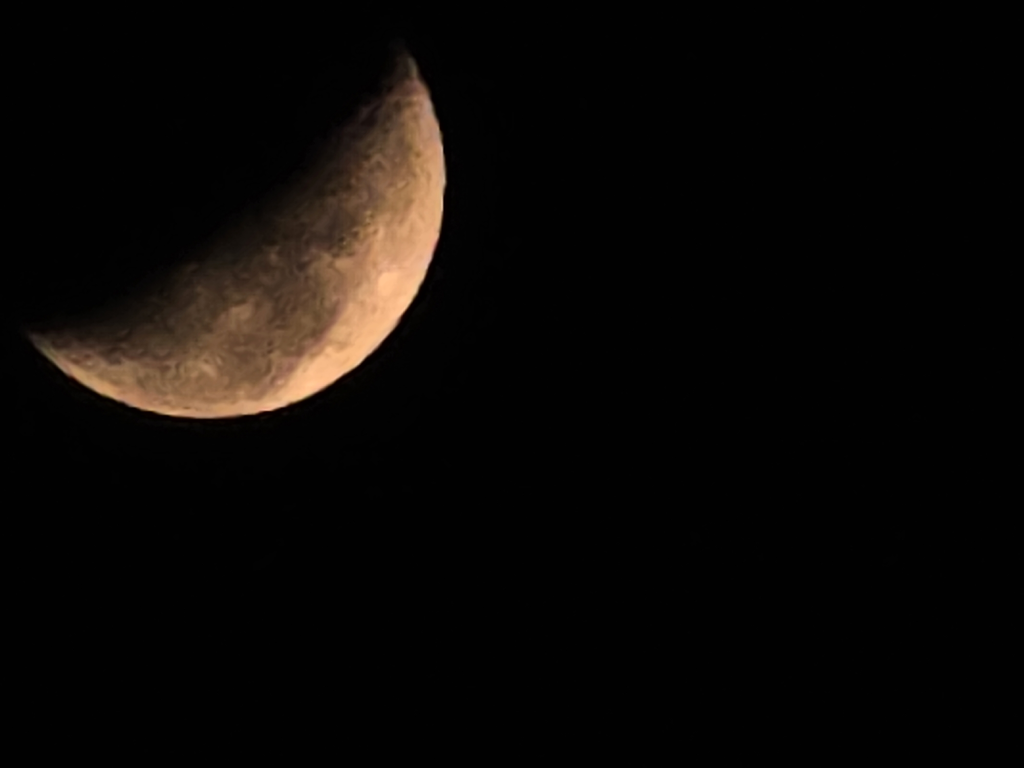 Crescent moon close-ups over Yambol, Bulgaria