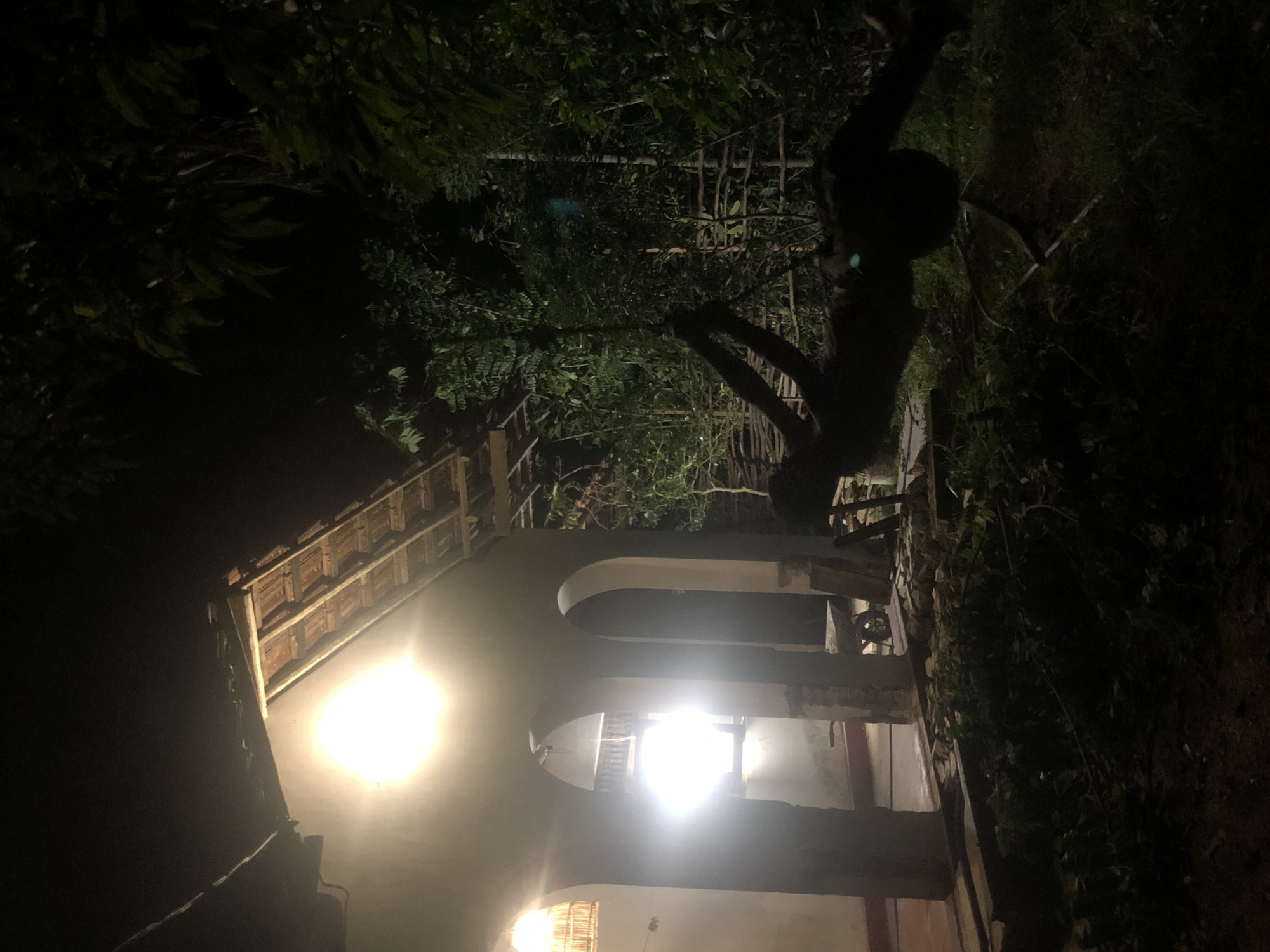 Evening scenes around a lit structure in Kabalana, Sri Lanka