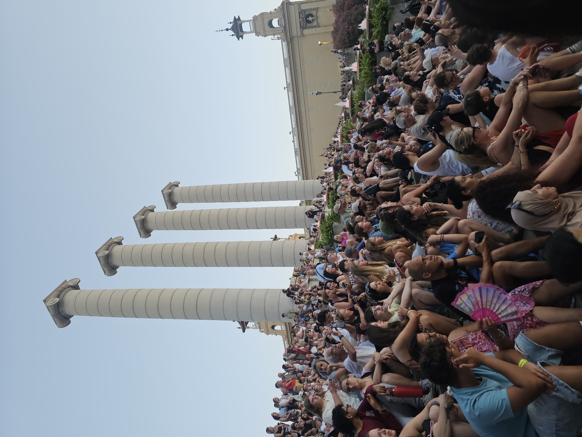 Crowds fill Montjuïc for the Magic Fountain light show at dusk