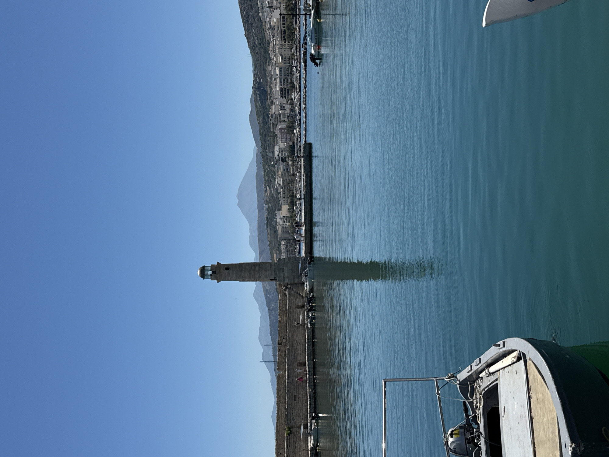 Rethymno old town and Venetian harbor on a sunny morning