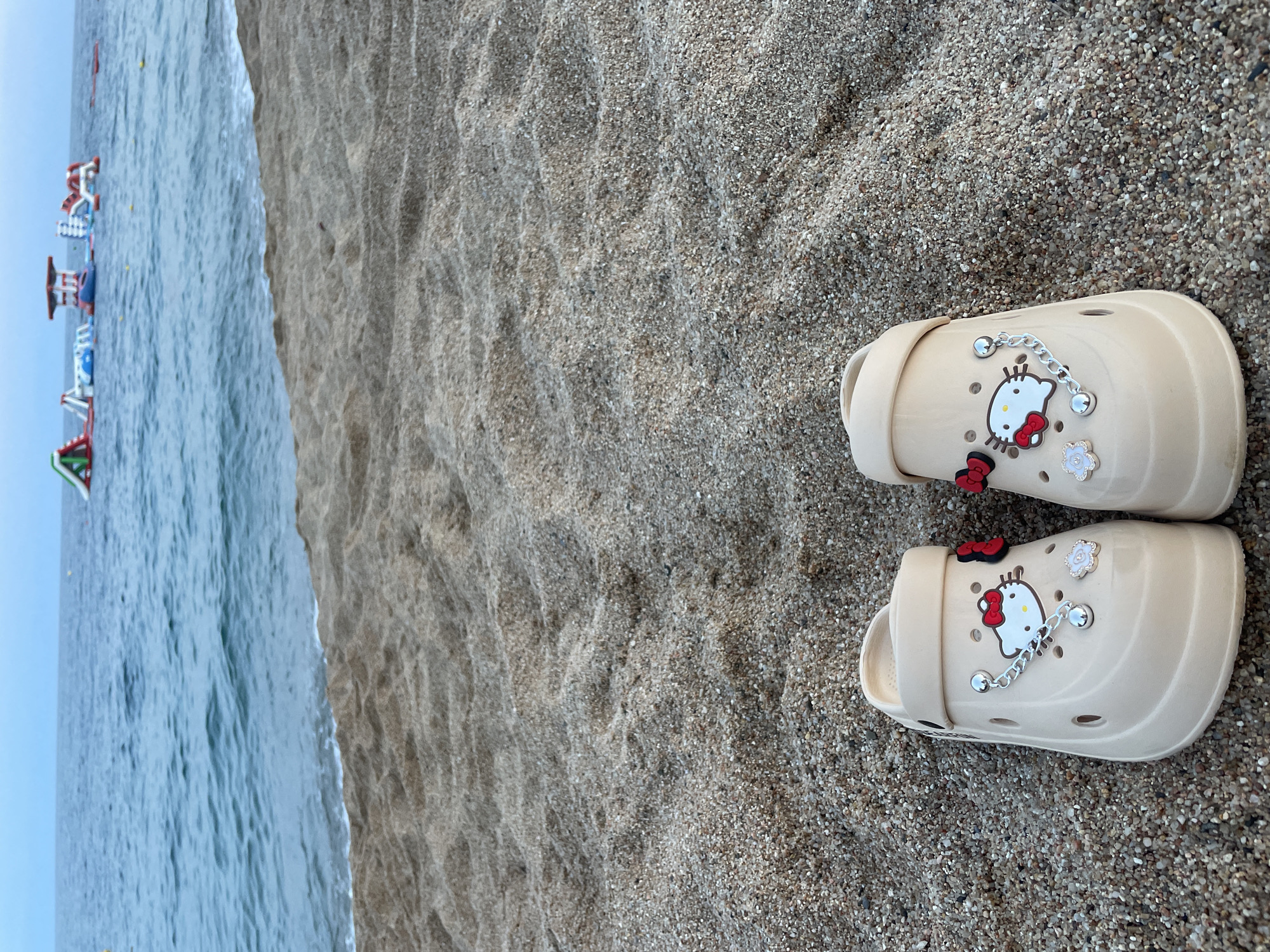 Summer evening at Canet de Mar beach, Crocs and chill