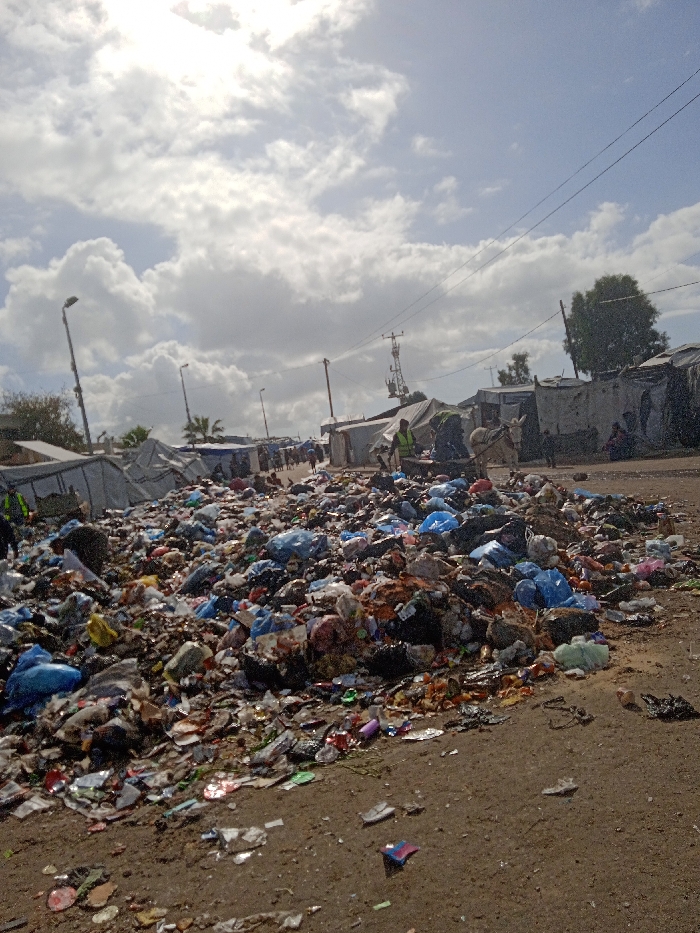 Temporary settlement conditions documented in Khan Yunis, Palestine