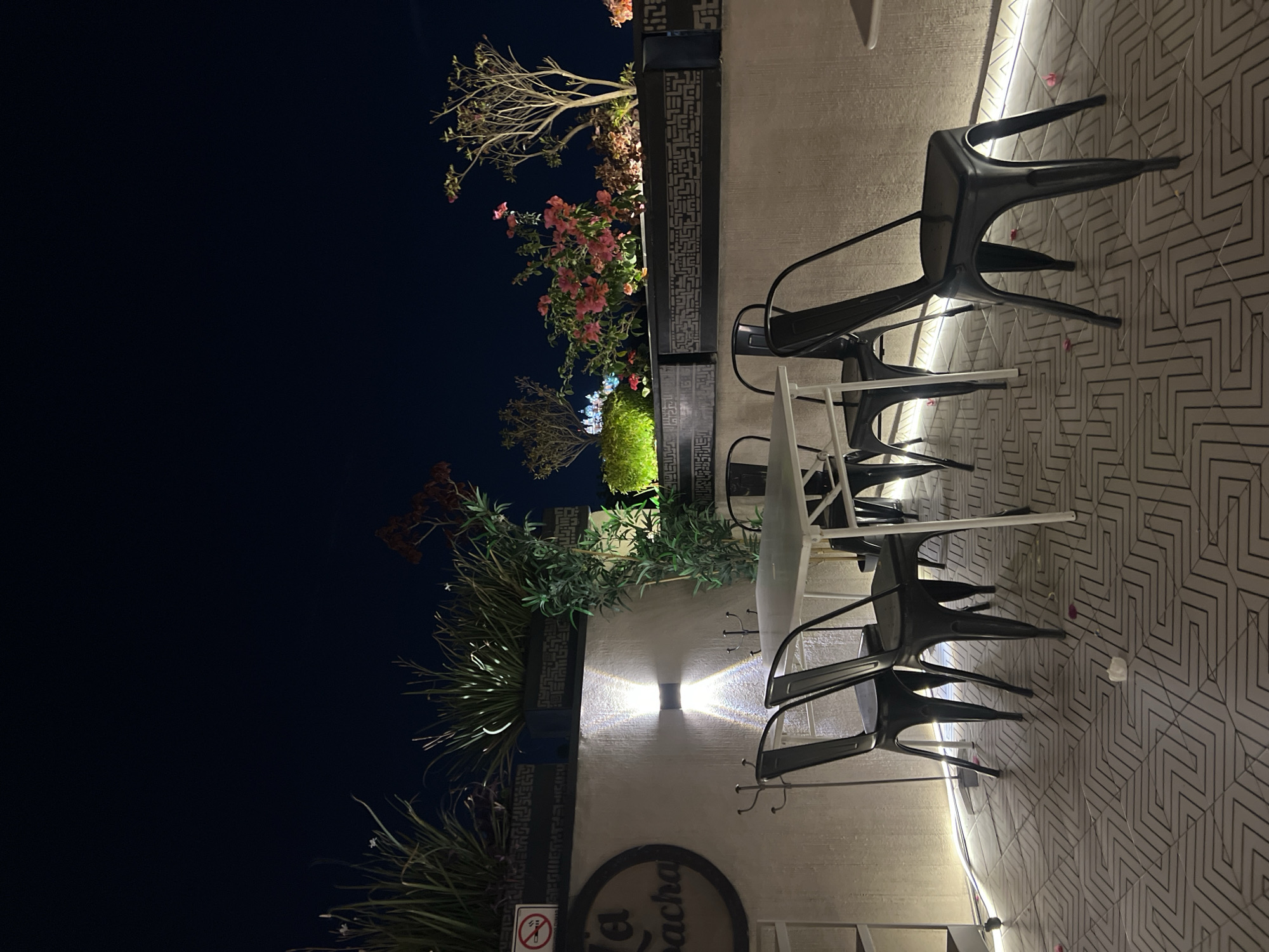 Early morning view of La Bacha restaurant patio in Cholula
