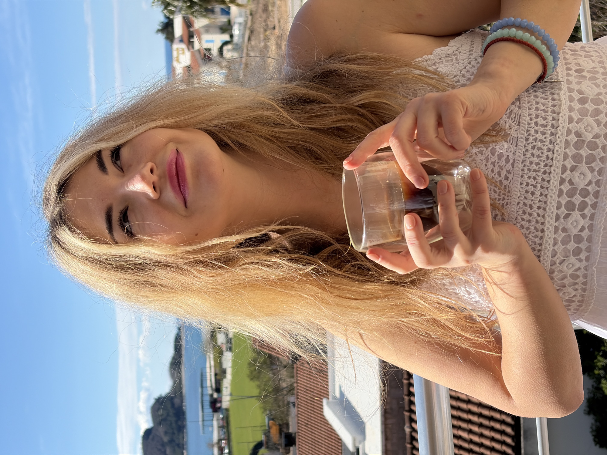 Tourist documents morning routine and sightseeing in Budva, Montenegro