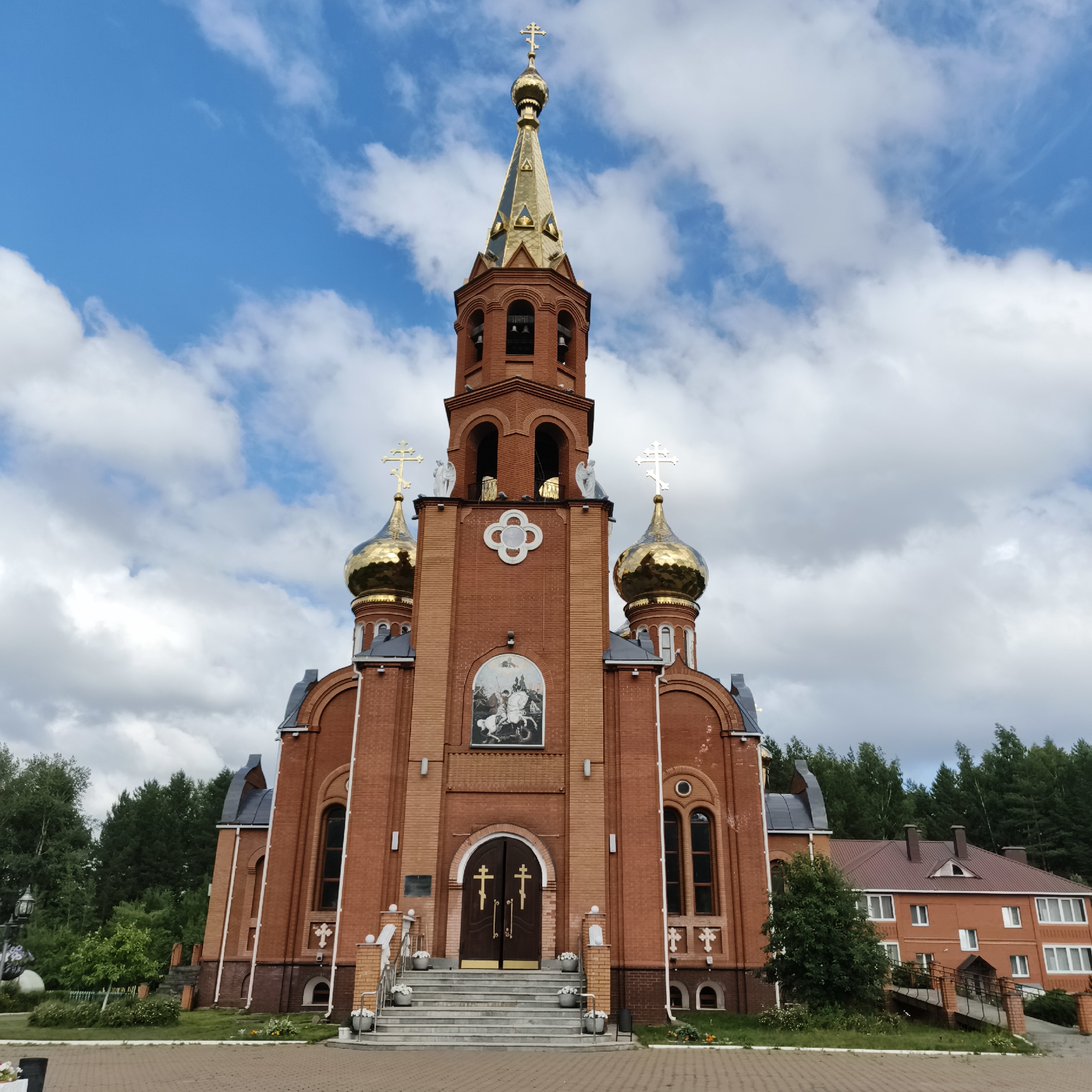 Afternoon at a gold-domed Orthodox church in Chaikovsky, Russia