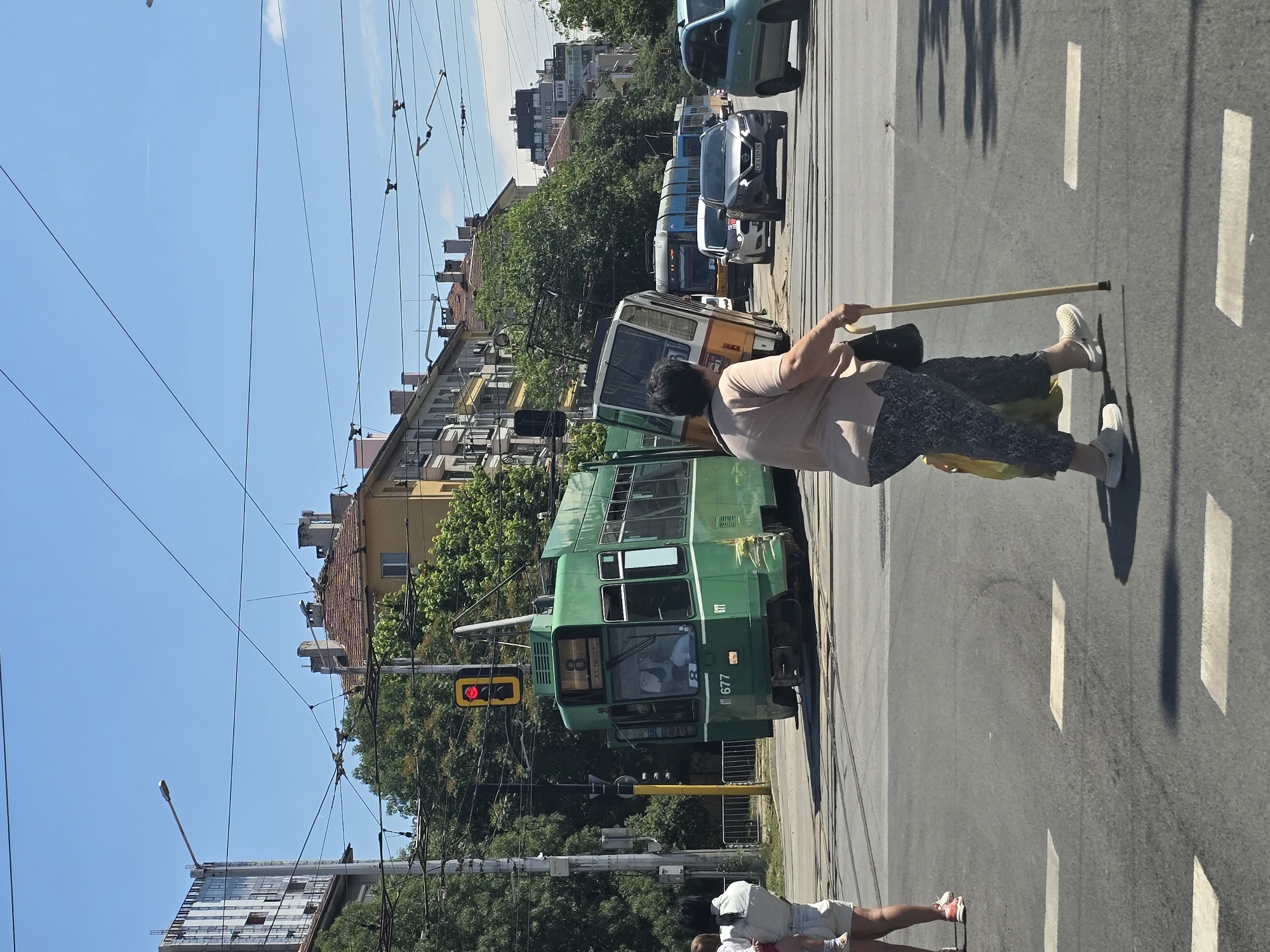 Two-tram collision leaves one car tilted in Sofia intersection