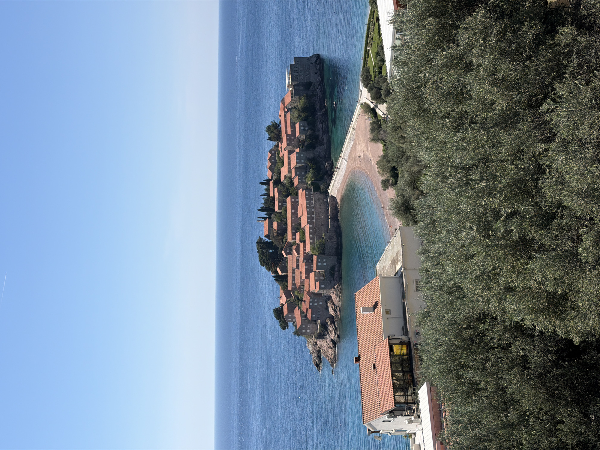 Tourist captures scenic views of Sveti Stefan island resort