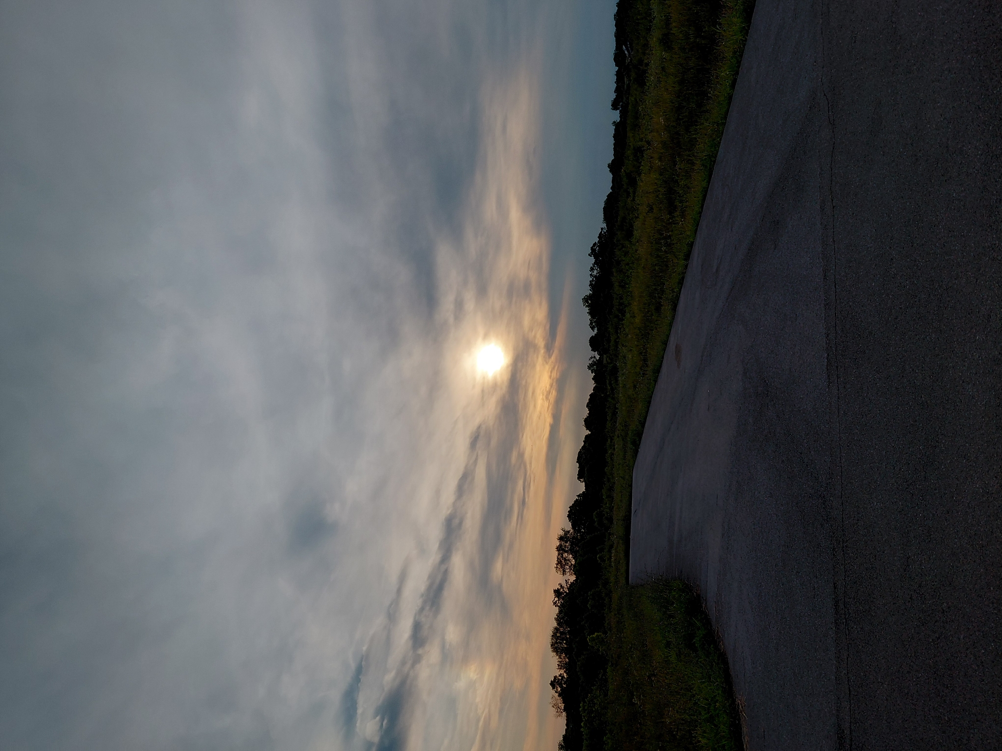 Rural road and open fields at dusk, Nicholasville, Kentucky