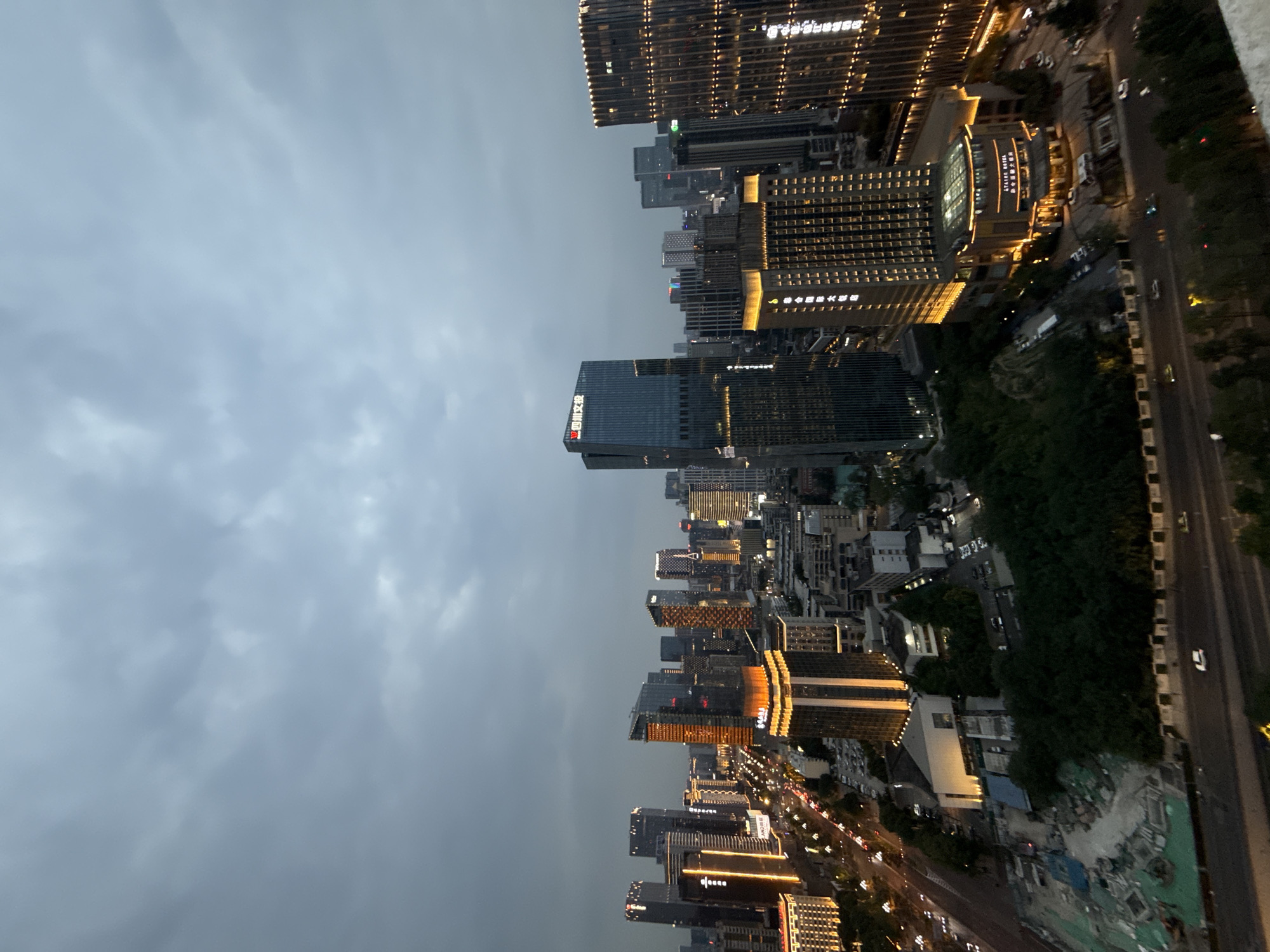 Dusk cityscape captured in Chengdu's Jinjiang District
