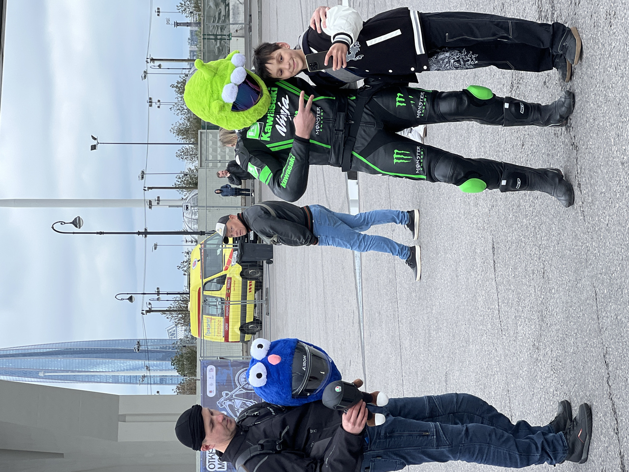 Motorcycle group gathers under bridge in Saint Petersburg
