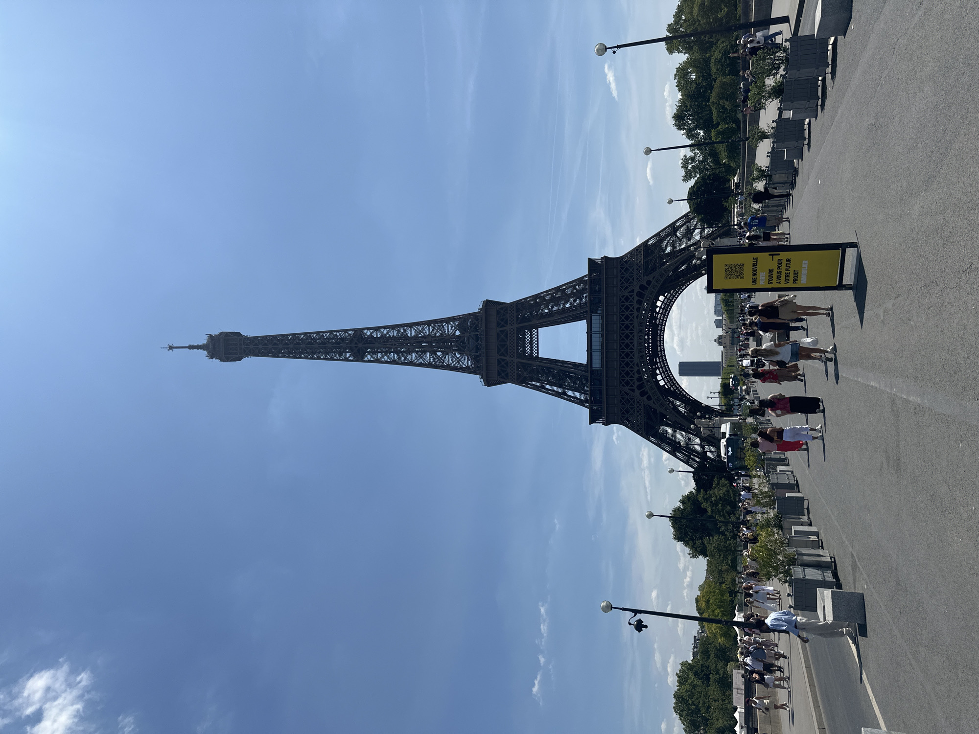 Eiffel Tower and Trocadéro esplanade on a sunny July morning
