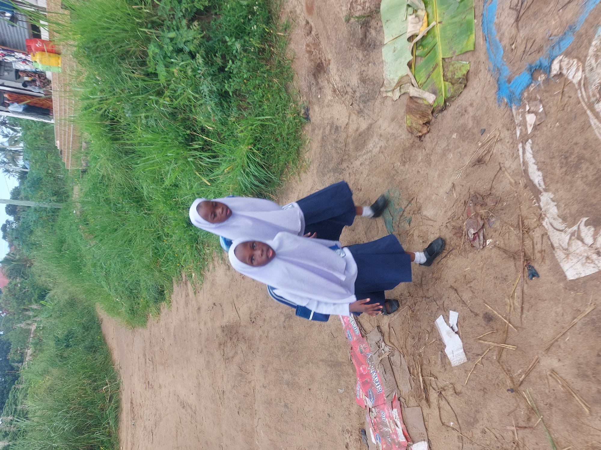 Daily life captured: schoolgirls and women on Dar es-Salaam paths