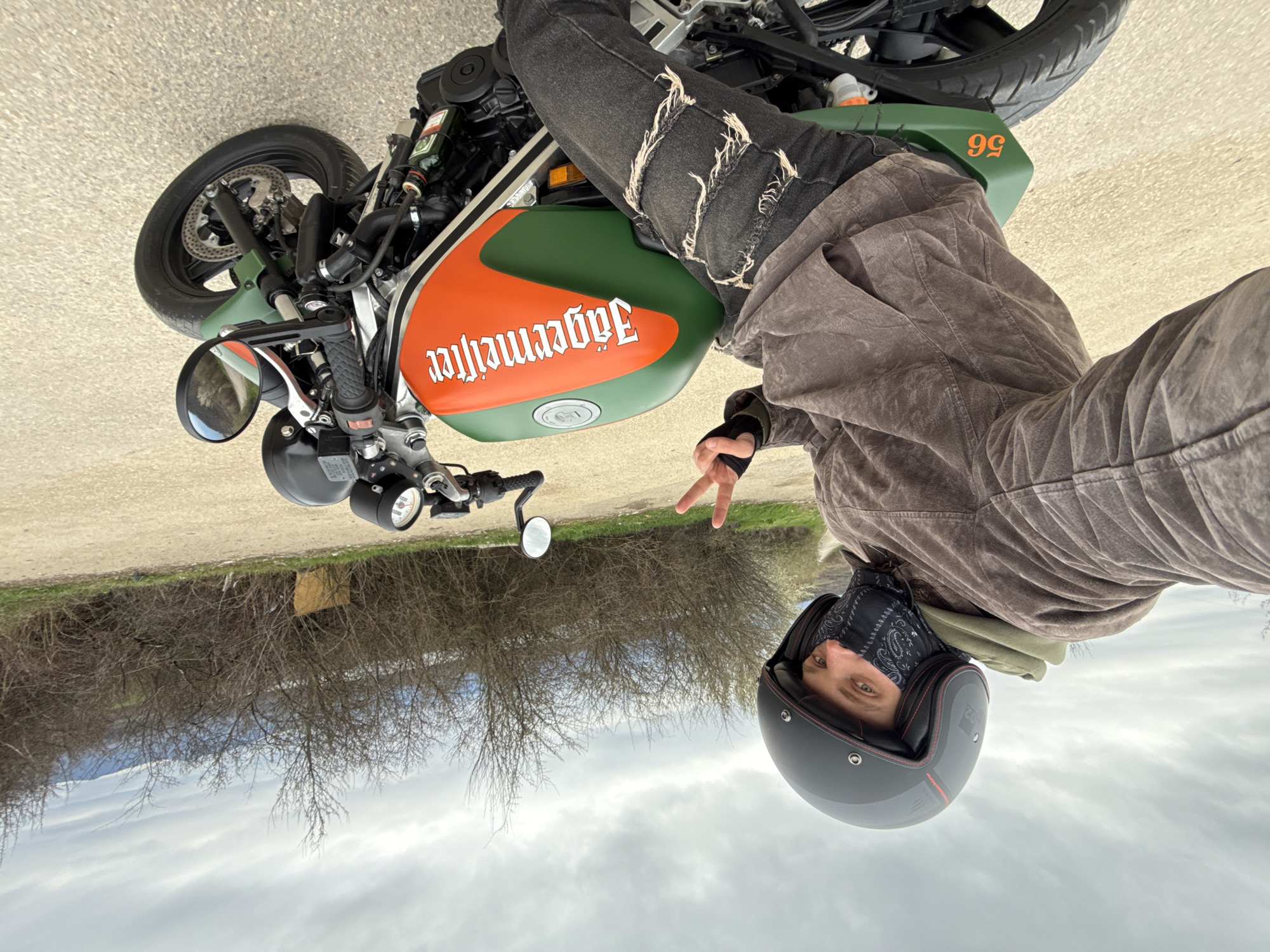 Custom Jägermeister motorcycle spotted with rider in Montana, Bulgaria