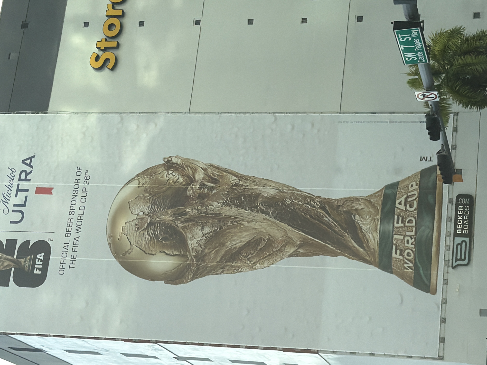 Downtown Miami streets, World Cup billboards, and bold architecture