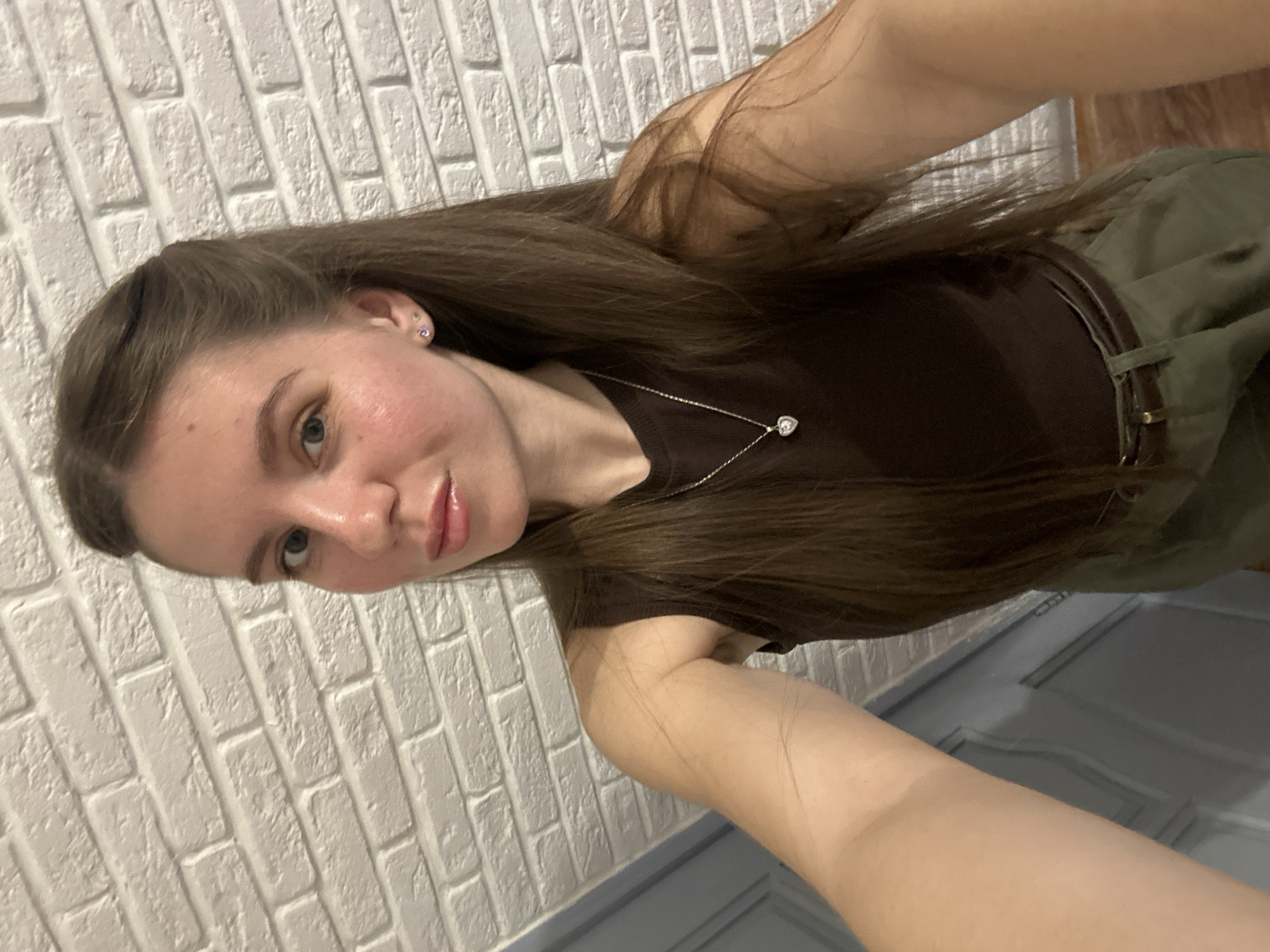 Woman documents morning selfie session in Klin, Russia