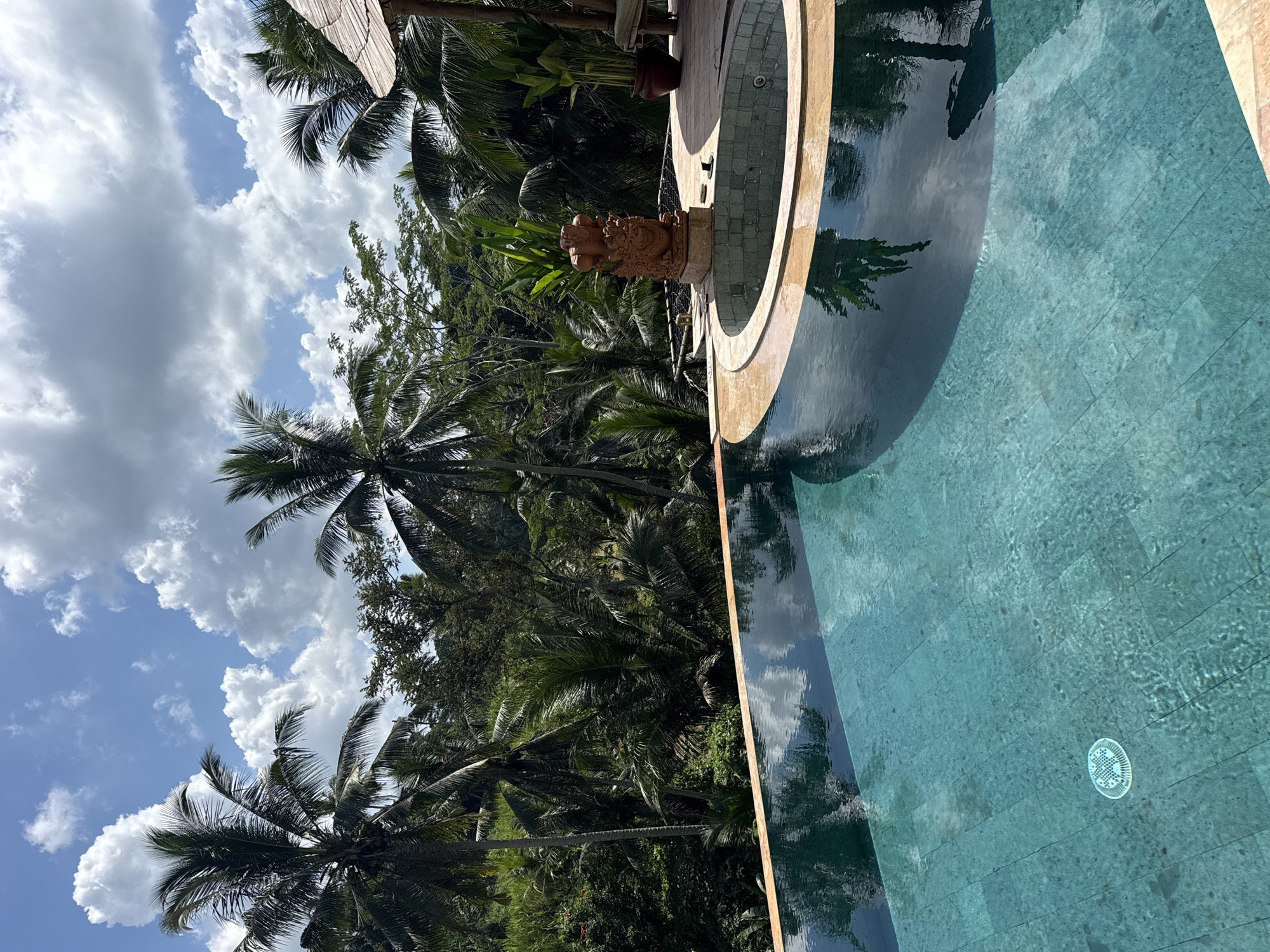 Early morning garden and water features documented in Blahbatuh